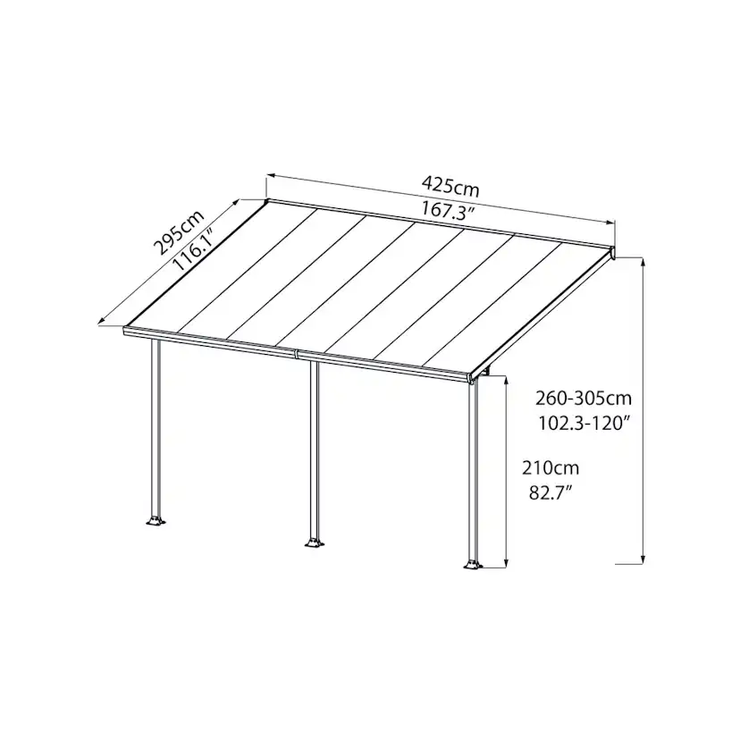FERIA PATIO COVER 12,5 M2 - 3x4,25M WHITE Vit 3X4,25 m