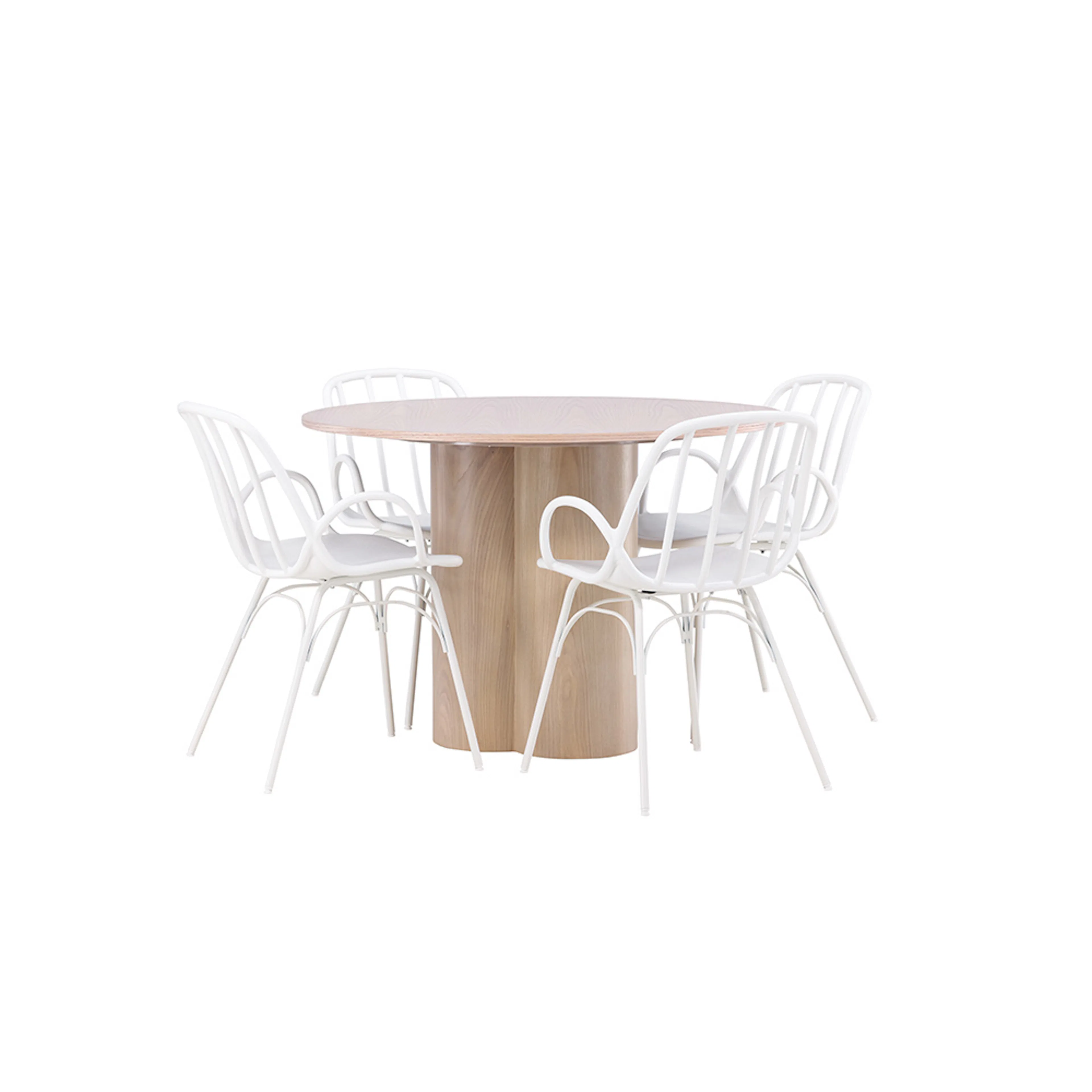 OliviaDiningTable-WhiteWashVeneer+DyrönDiningChair-WhitePoly Vit