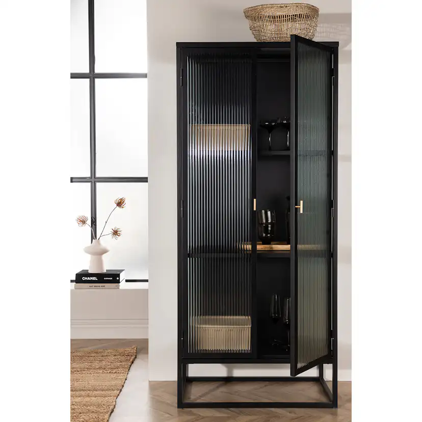 Vitrinskåp Venture Home Garis Svart Stål 160cm