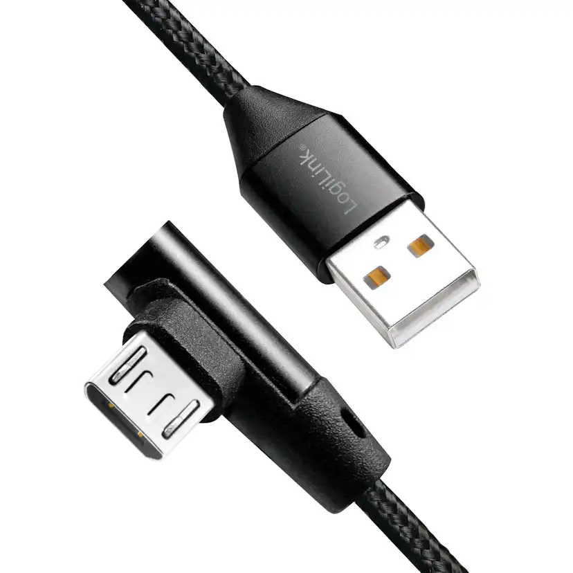 Vinklad MicroUSB-kabel LogiLink USB 2.0 15W 1 m