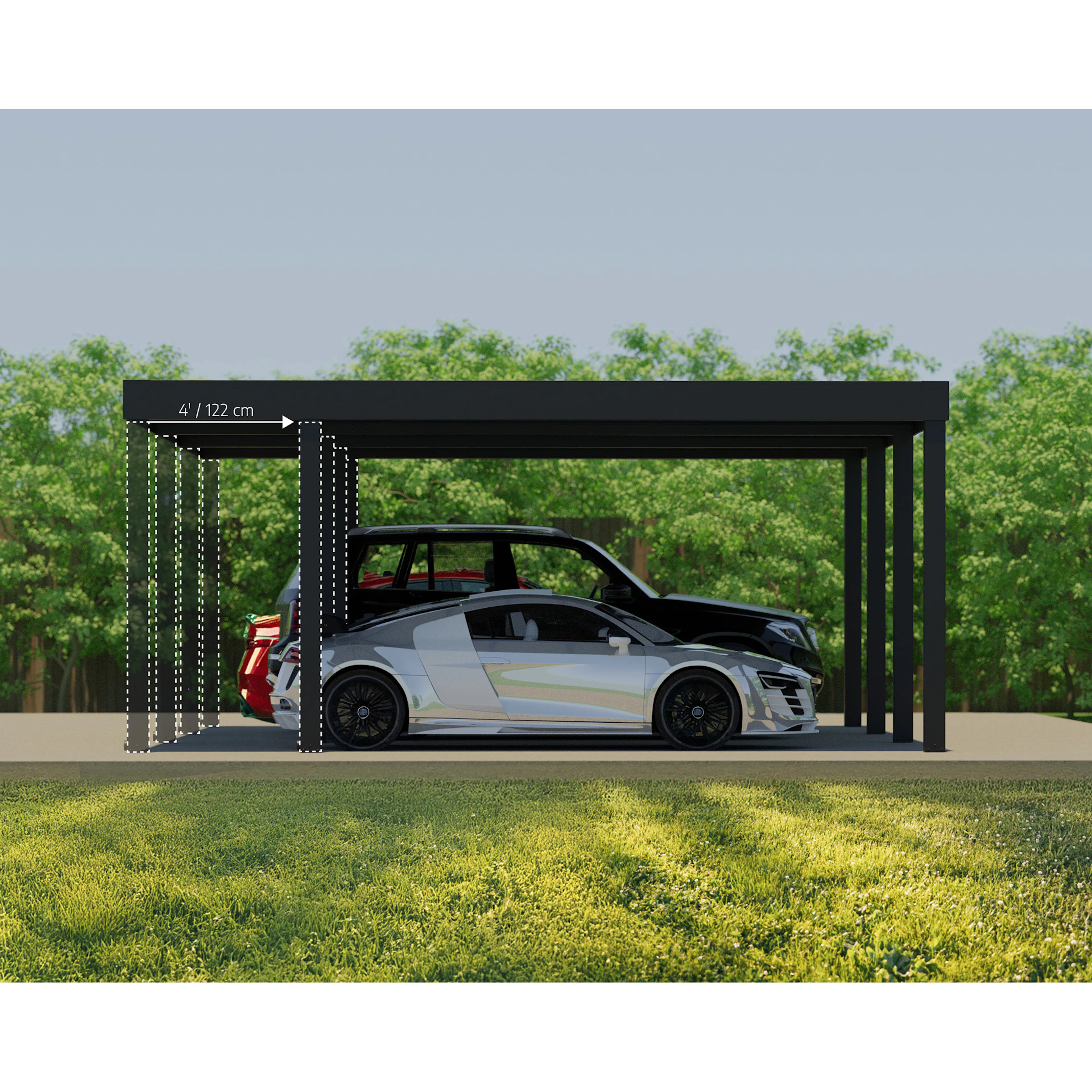 Canopia Oslo Carport i Metall Dubbel i Metall 6X9 m Svart 6x9 m