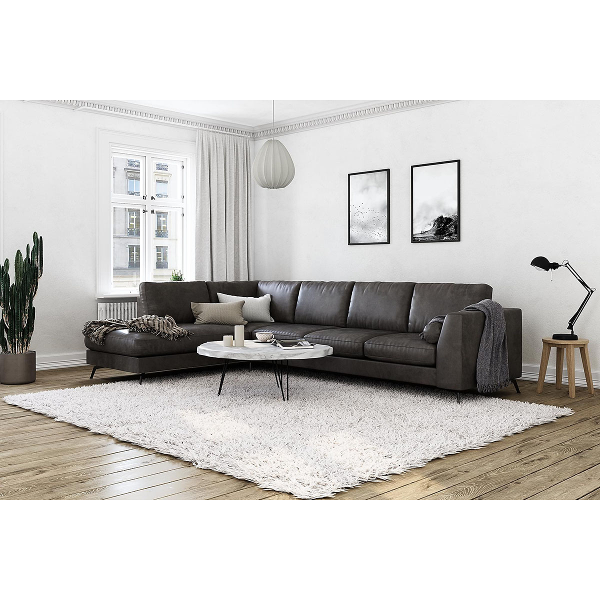 Ocean Lyx 4-sits Soffa med Schäslong Vänster Svart