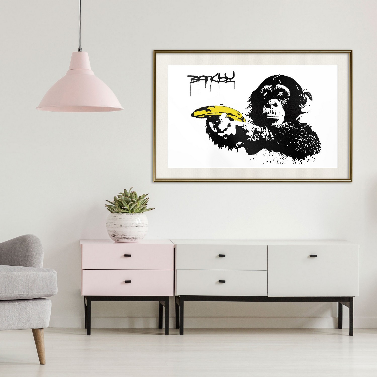 Poster Artgeist Affisch Banksy Monkey with Banana