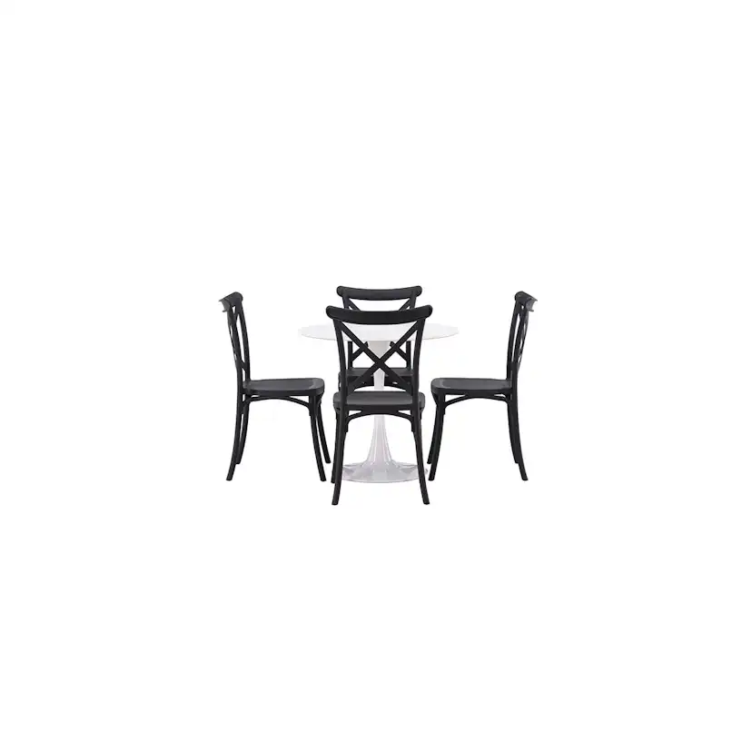 Matgrupp Venture Home Hamden Ø80 cm med 4 Crosett stolar
