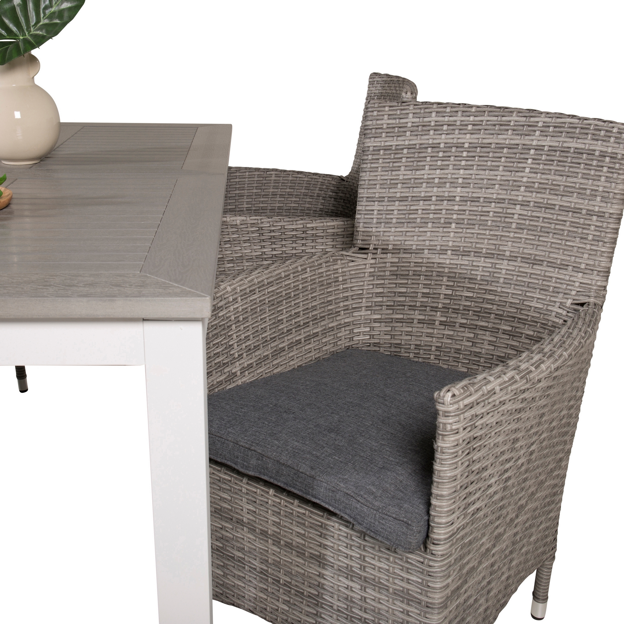 Albany Dining Table 152/210*90 - White Alu / Grey Aintwood+M Grå