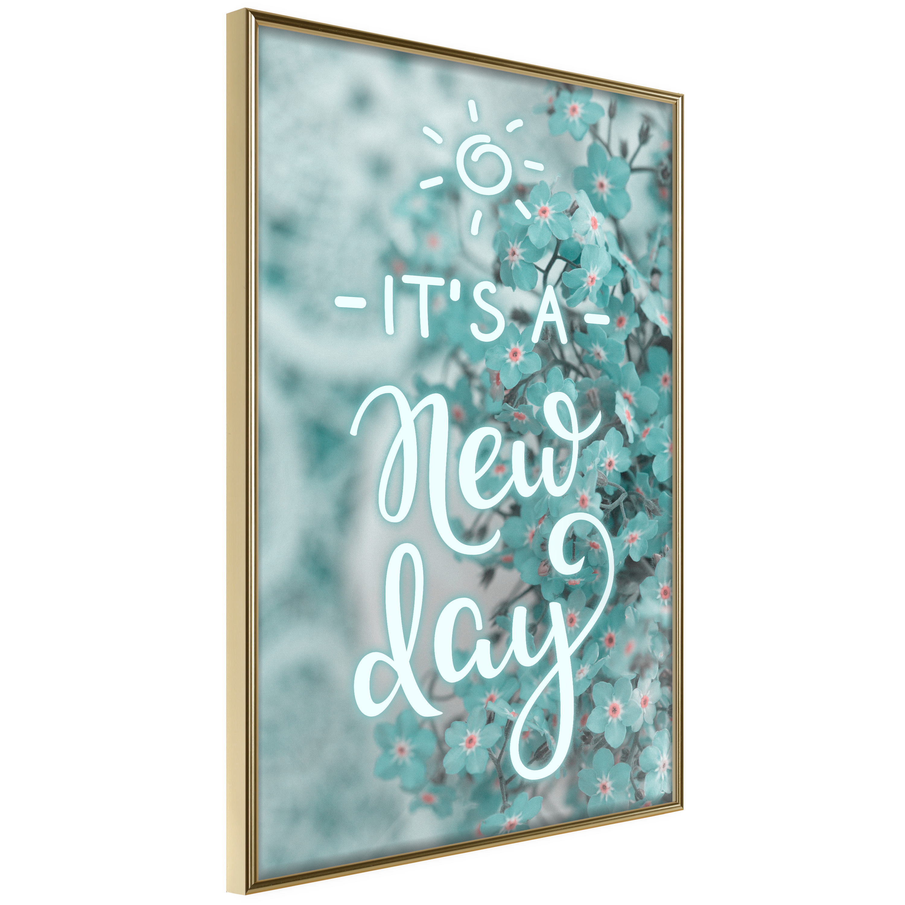 Affisch - It's a New Day [Poster] 40x60 Guld ram, 40x60 cm