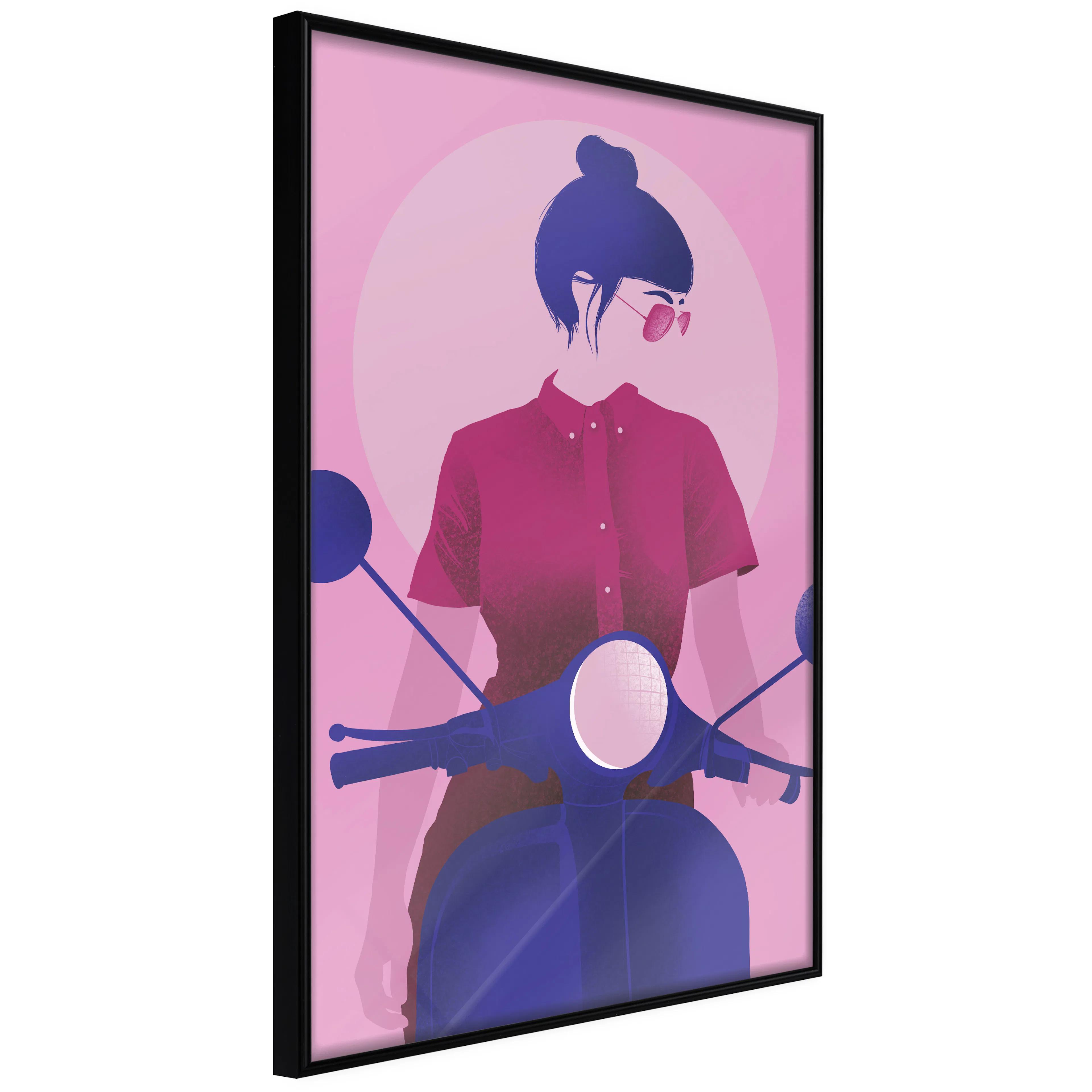 Affisch - Girl on Scooter [Poster] 40x60 Svart ram, 40x60 cm