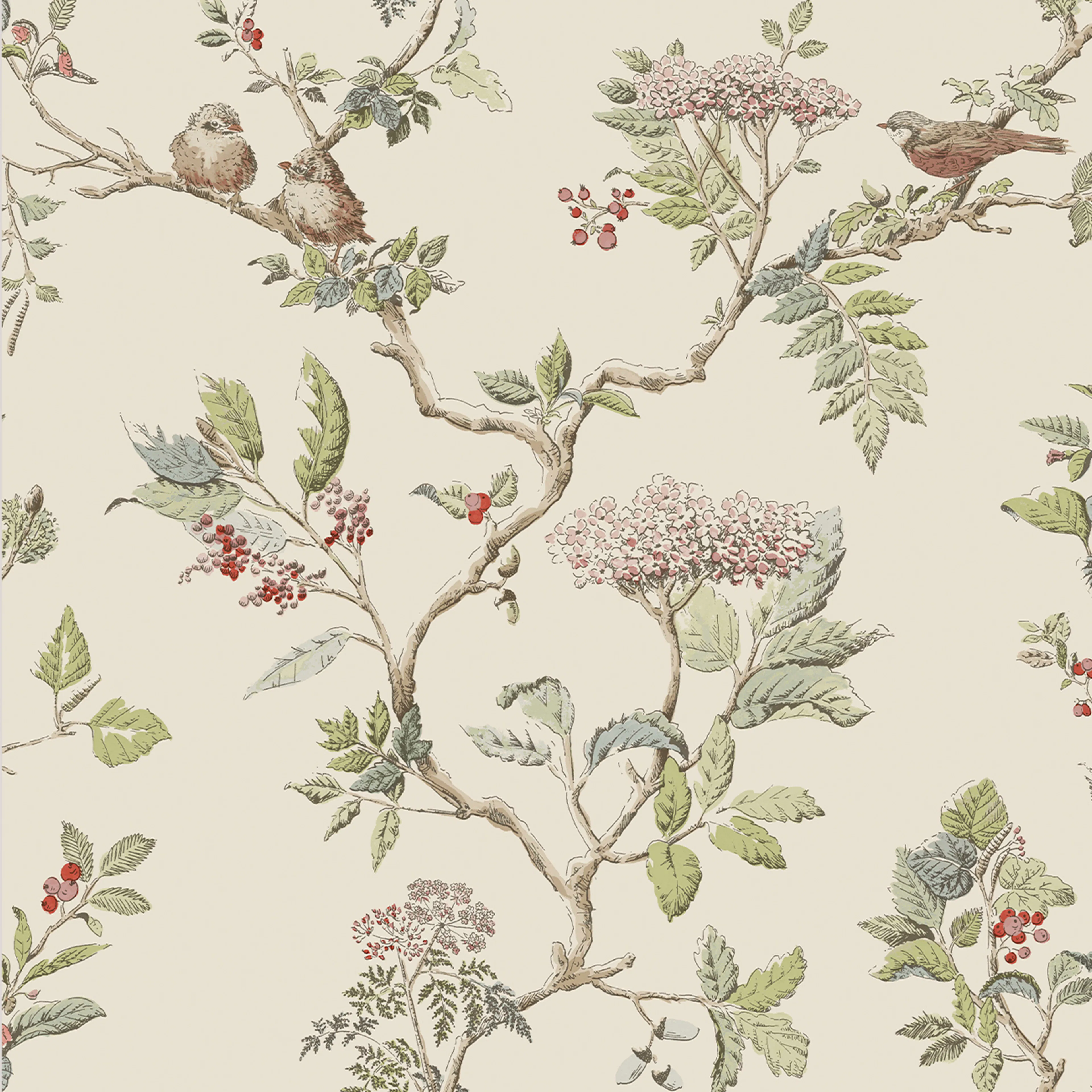Tapet Laura Ashley Elderwood Naturel EasyUp, Mönstrad Flerfärgad