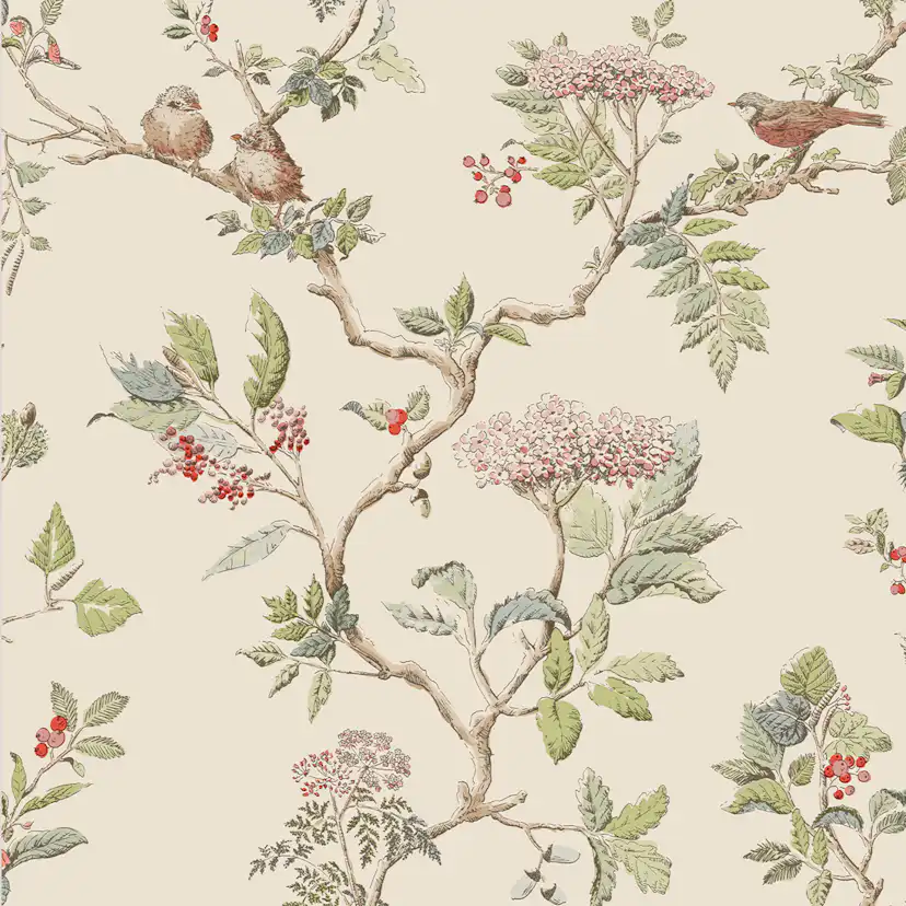 Tapet Laura Ashley Elderwood Naturel EasyUp, Mönstrad Flerfärgad