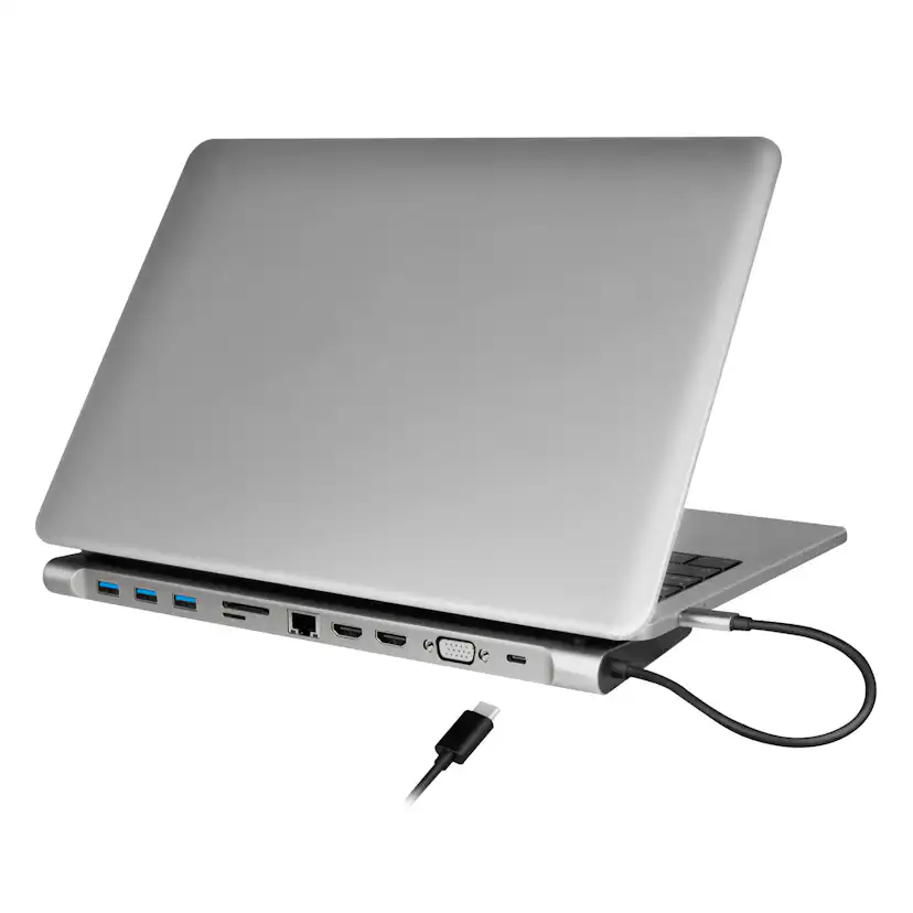 USB-C-docka LogiLink 11-i-1 HDMI/VGA/RJ45/USB-C 100W