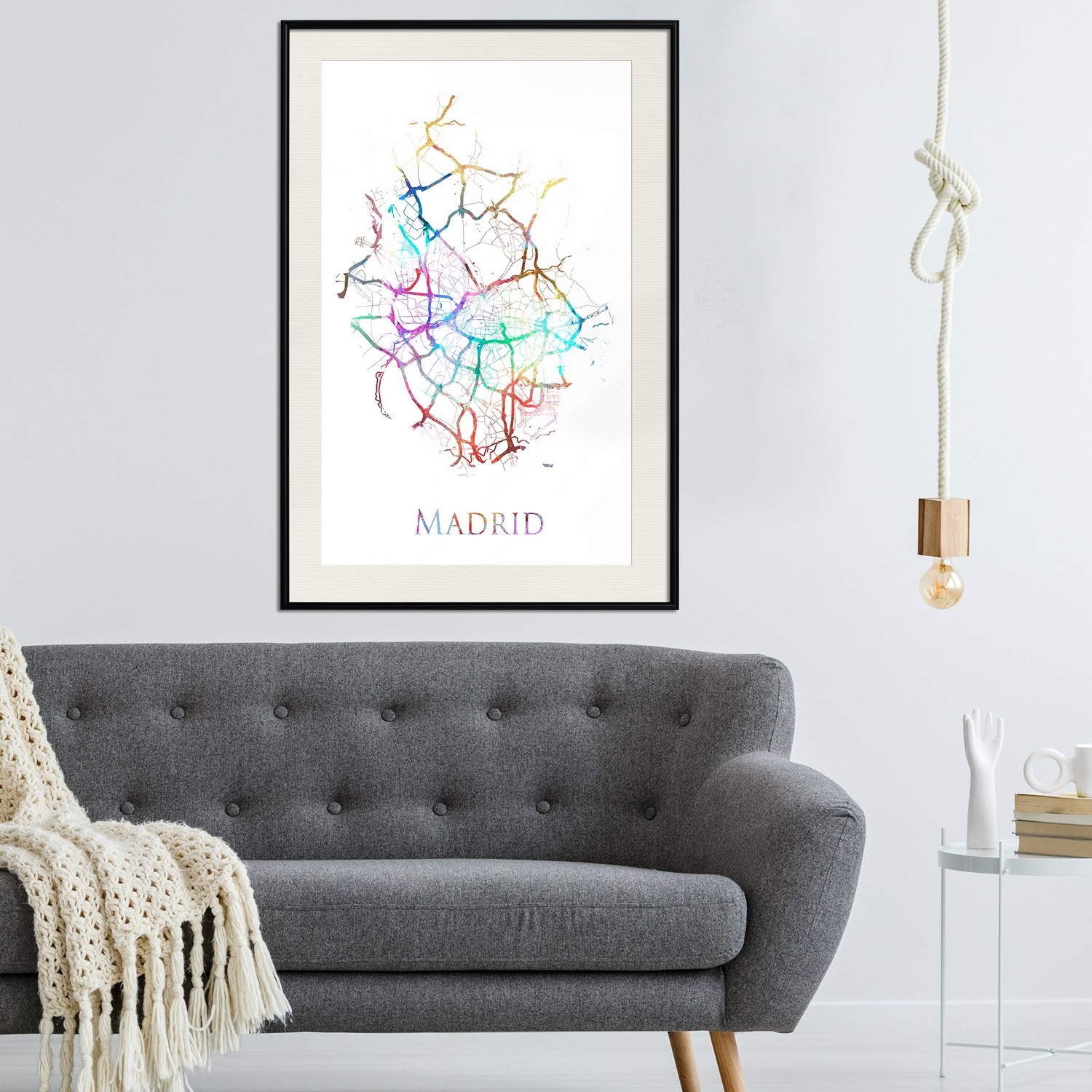 Affisch - Madrid [Poster] 40x60 Svart ram med passepartout, 40x60 cm