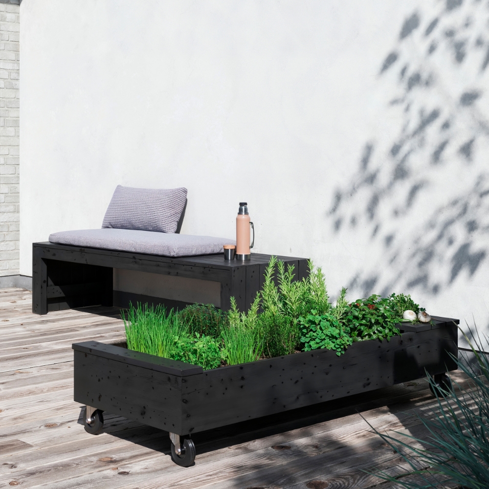 Fun Bänk PLUS med Multilåda och Hjul 180 cm