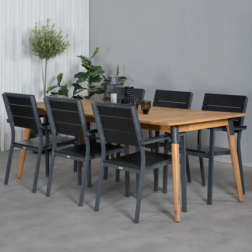 Matgrupp Utomhus Venture Home Julle med 6 Livia Trädgårdsstolar