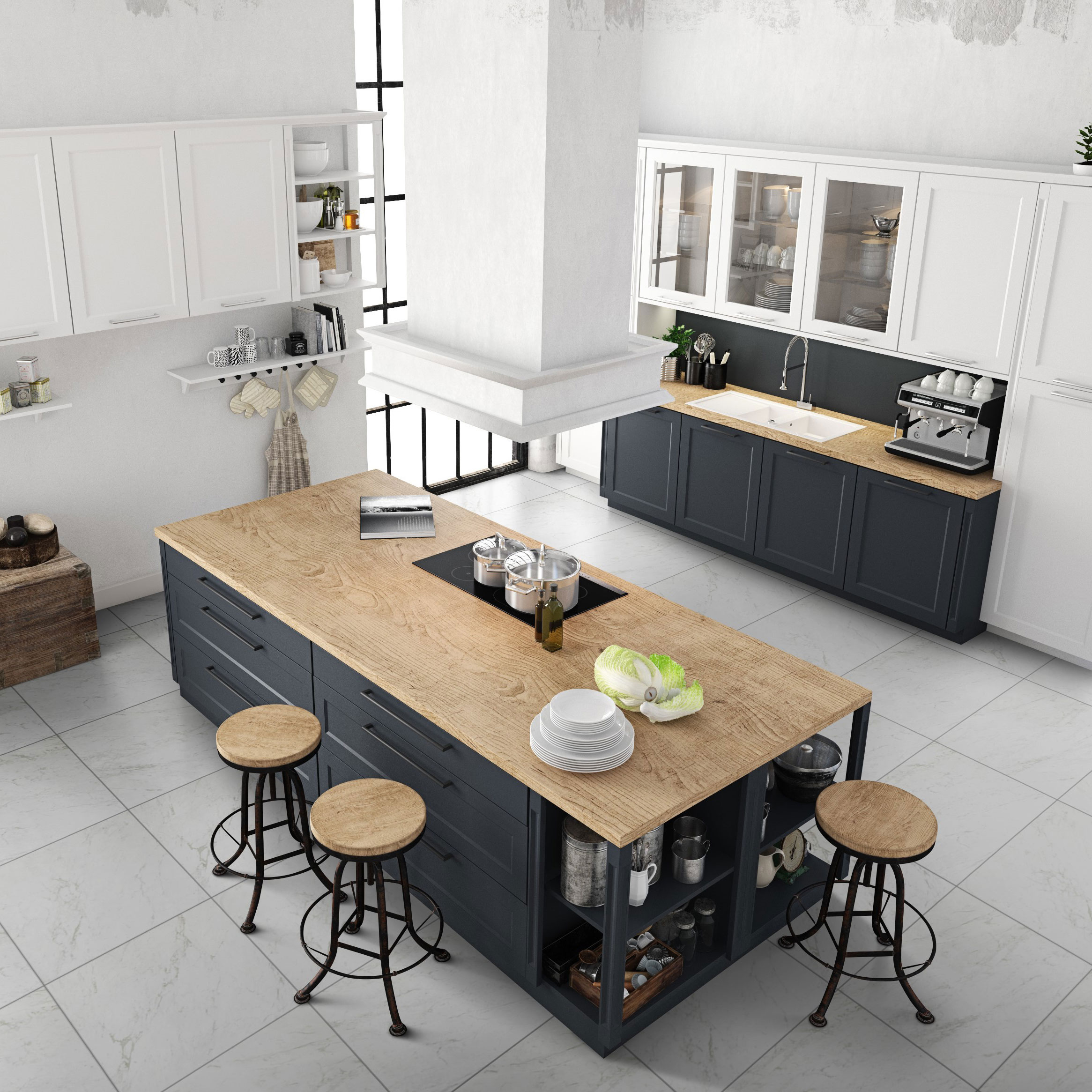 Klinker Coem Ceramiche Marmor B. Carrara Semipolerad Vit 60x60 cm
