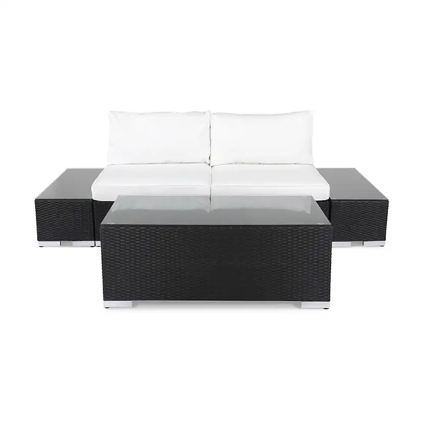 Loungegrupp Comfort Garden Bahamas Soffa 2-sits med Bord Svart/Vit