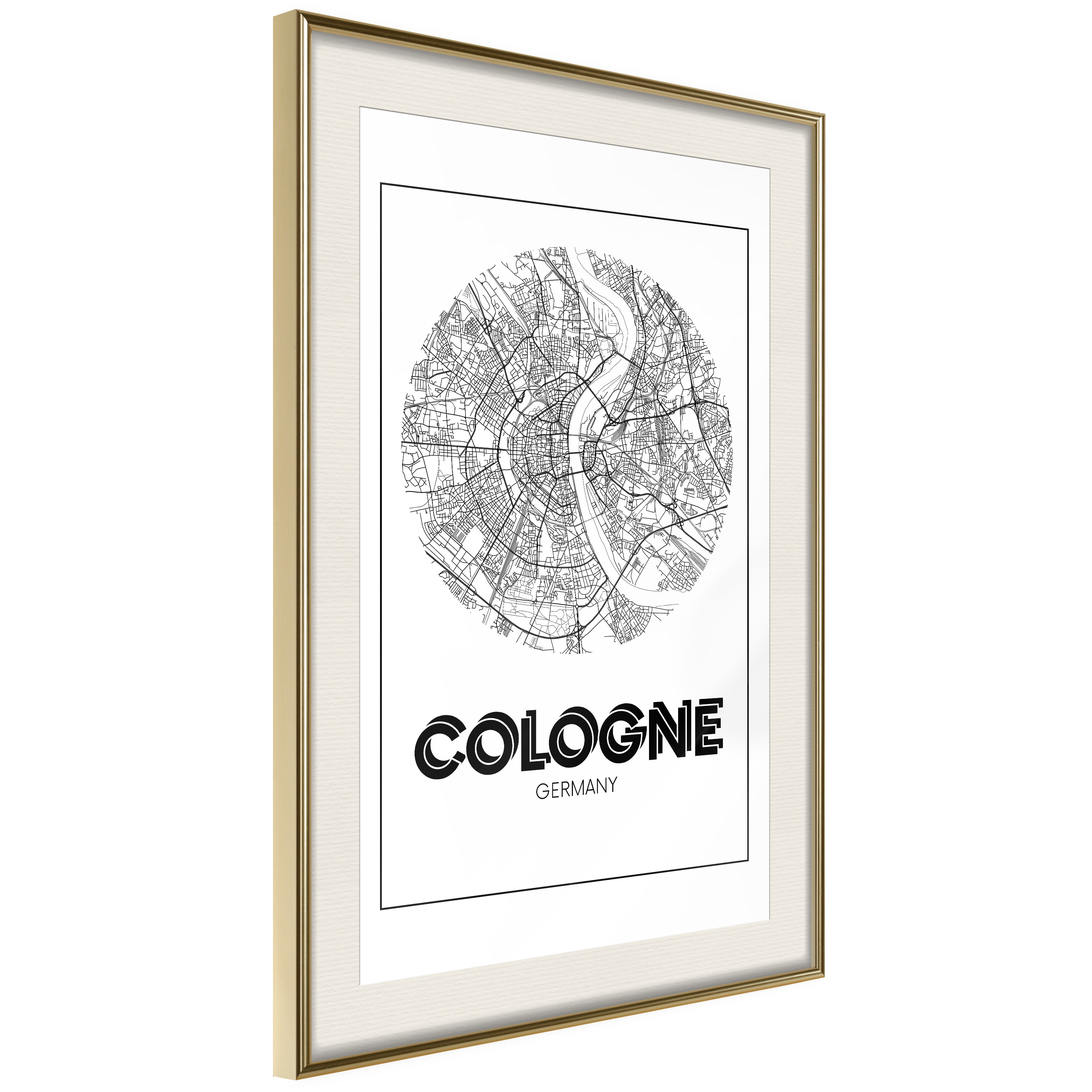 Affisch - Retro Cologne [Poster] 40x60 Guld ram med passepartout, 40x60 cm