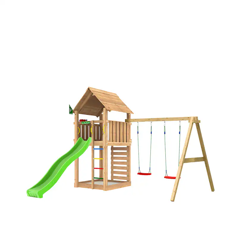 Lektorn Jungle Gym Cabin 2.1 Gungmodul Grön Rutschkana & Sand