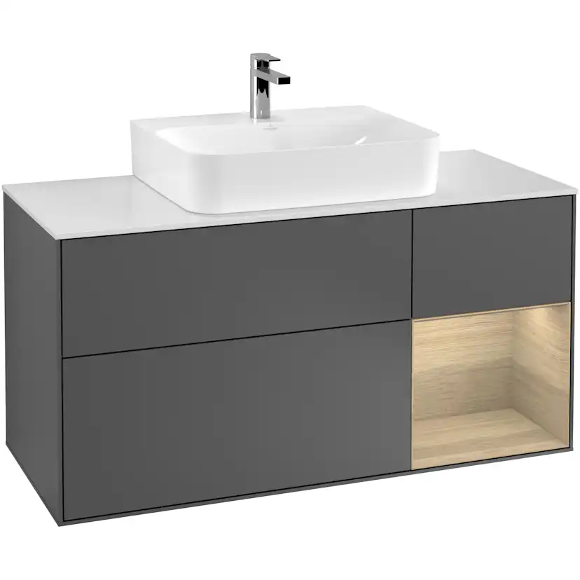 Tvättställsskåp Villeroy & Boch Finion med 3 Lådor Hylla och Bänkskiva för Centrerat Tvättställ
