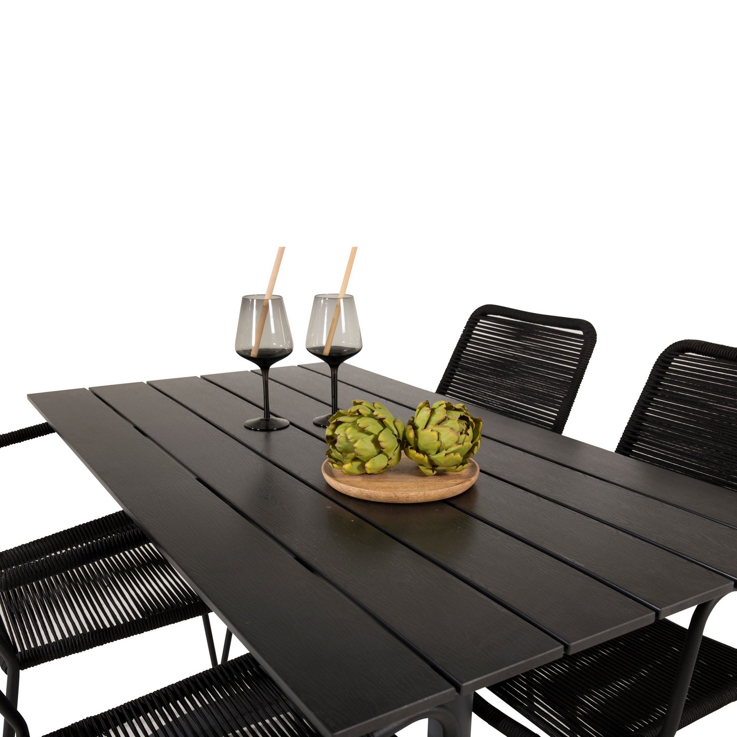 Cafégrupp Venture Home Denzel med 4 Leon Karmstolar