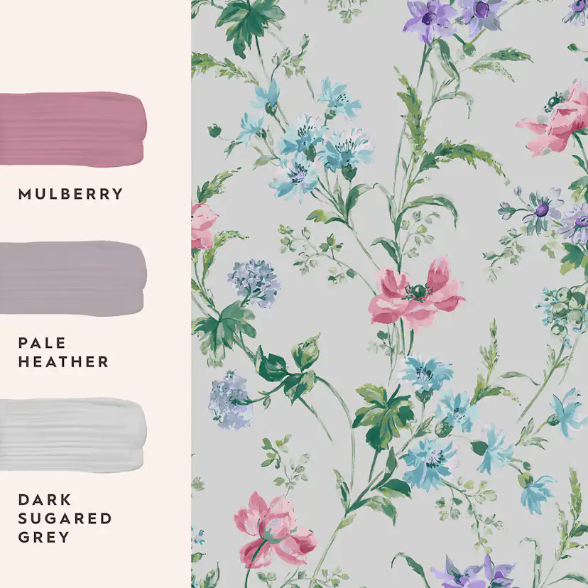 Tapet Laura Ashley Poppy Meadow Lila