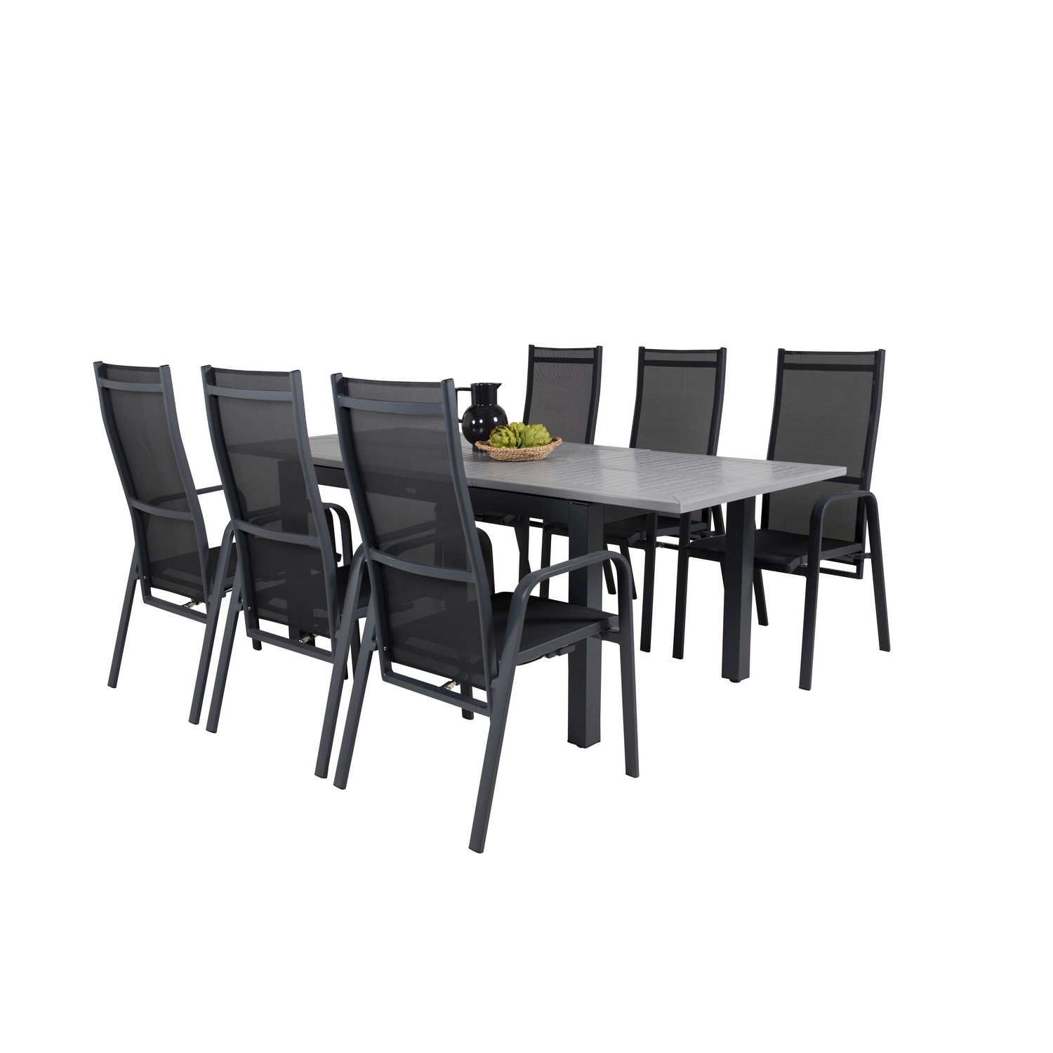 Albany Dining Table 160/240*100 - Svart Alu / Grey Aintwood+ Svart/Grå