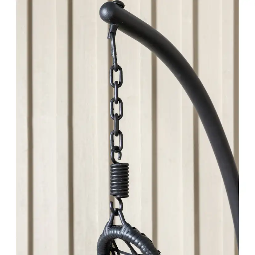 Edinburgh Hanging chair - Black frame/black wicker/grey cush Svart/Grå