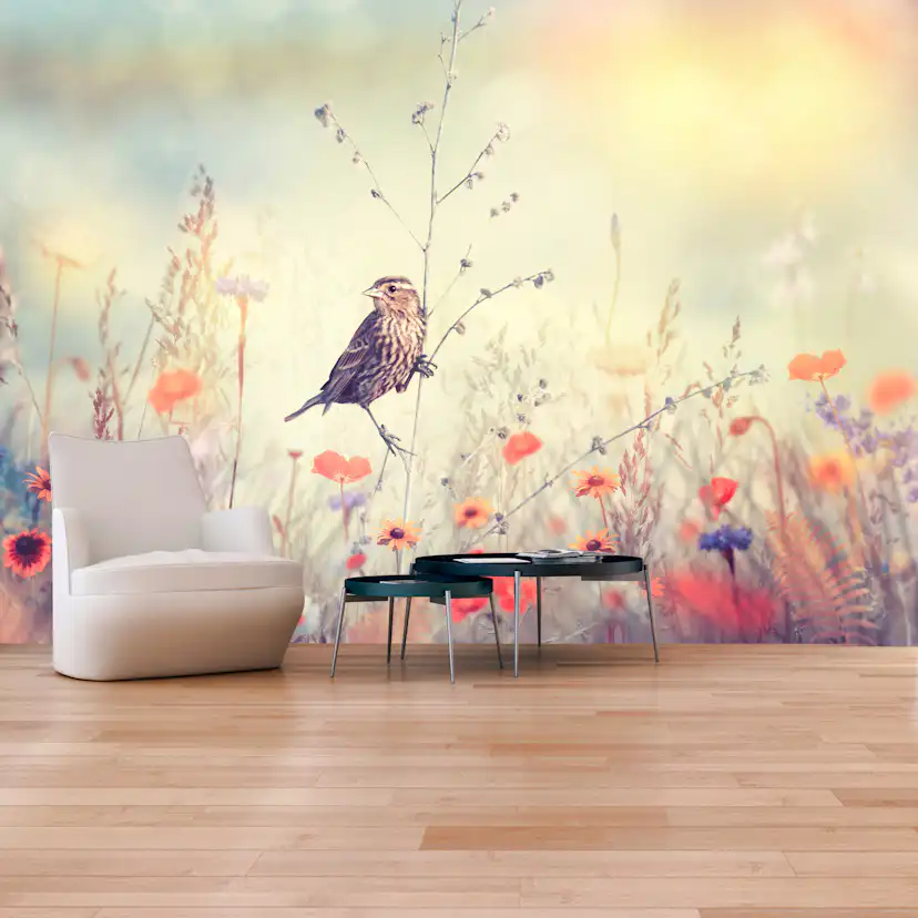Fototapet Arkiio Självhäftande Field Bird