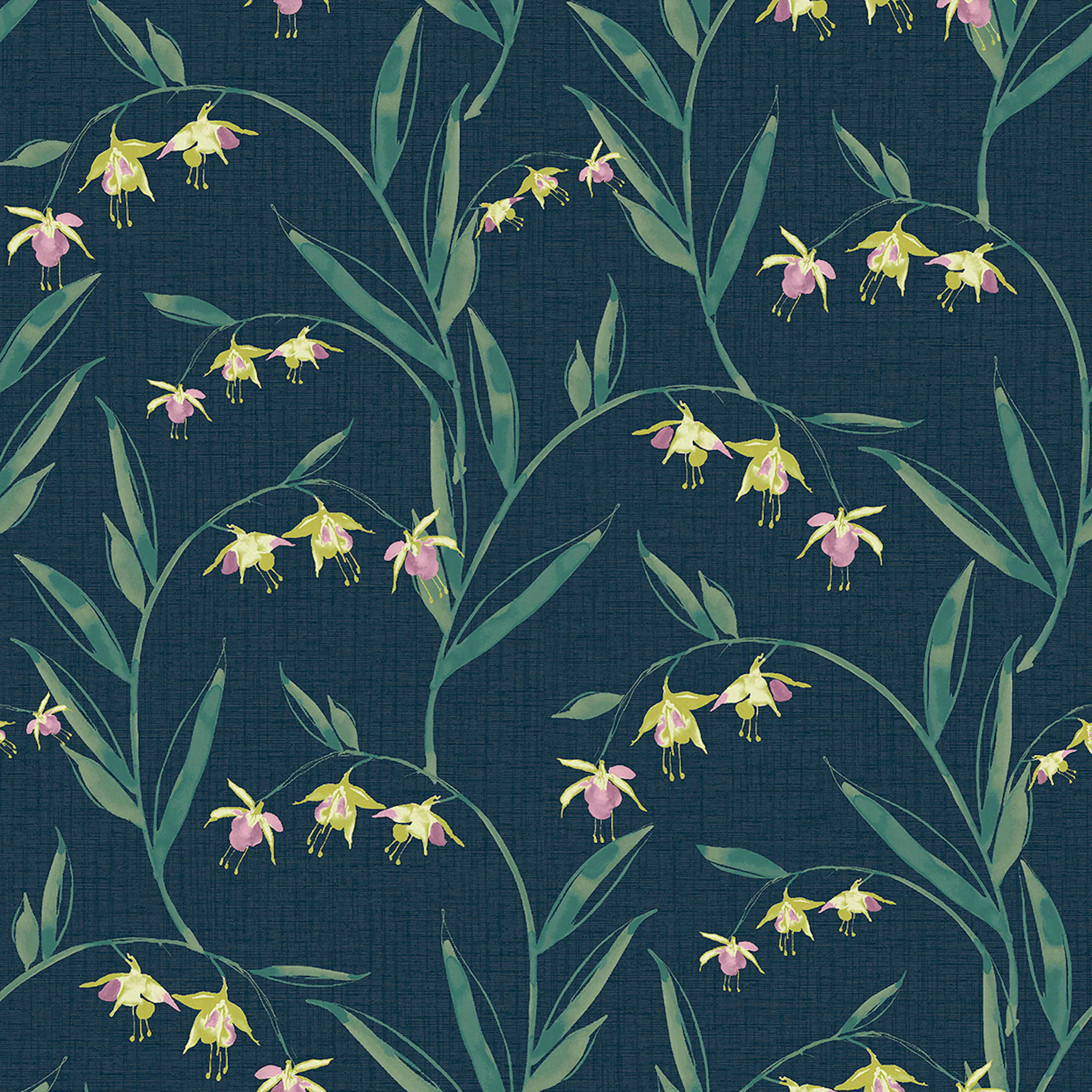 Tapet Laura Ashley Fulwell Fuchsia Blå