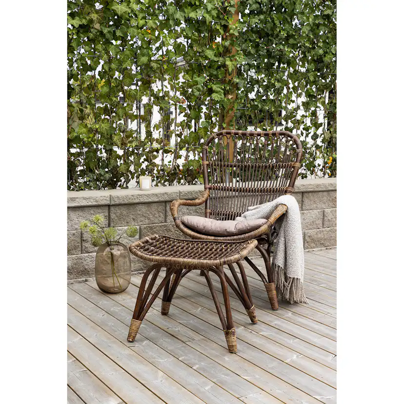 Ella Loungechair Rattan - Dark walnut / Beige - Ersätter 610 Färg: Dark Walnut