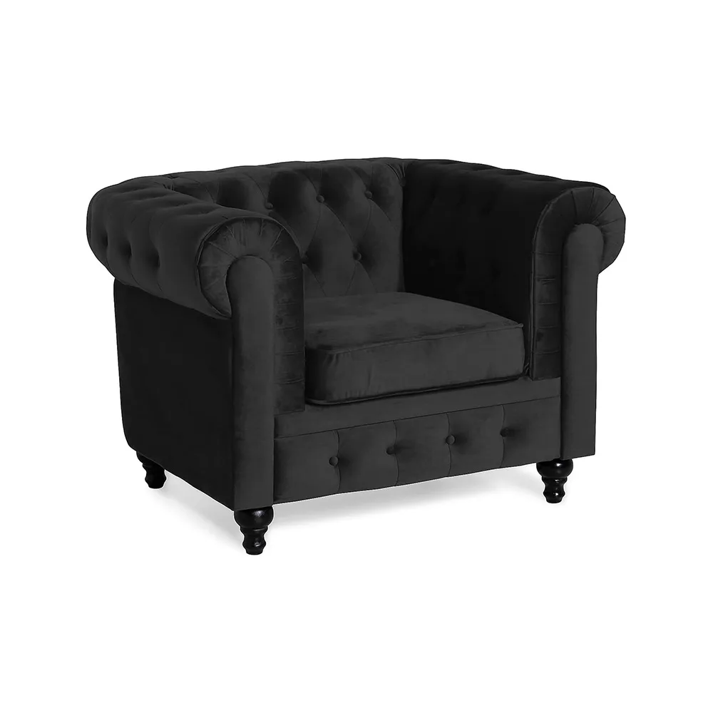 Chesterfield Lyx Fåtölj Svart