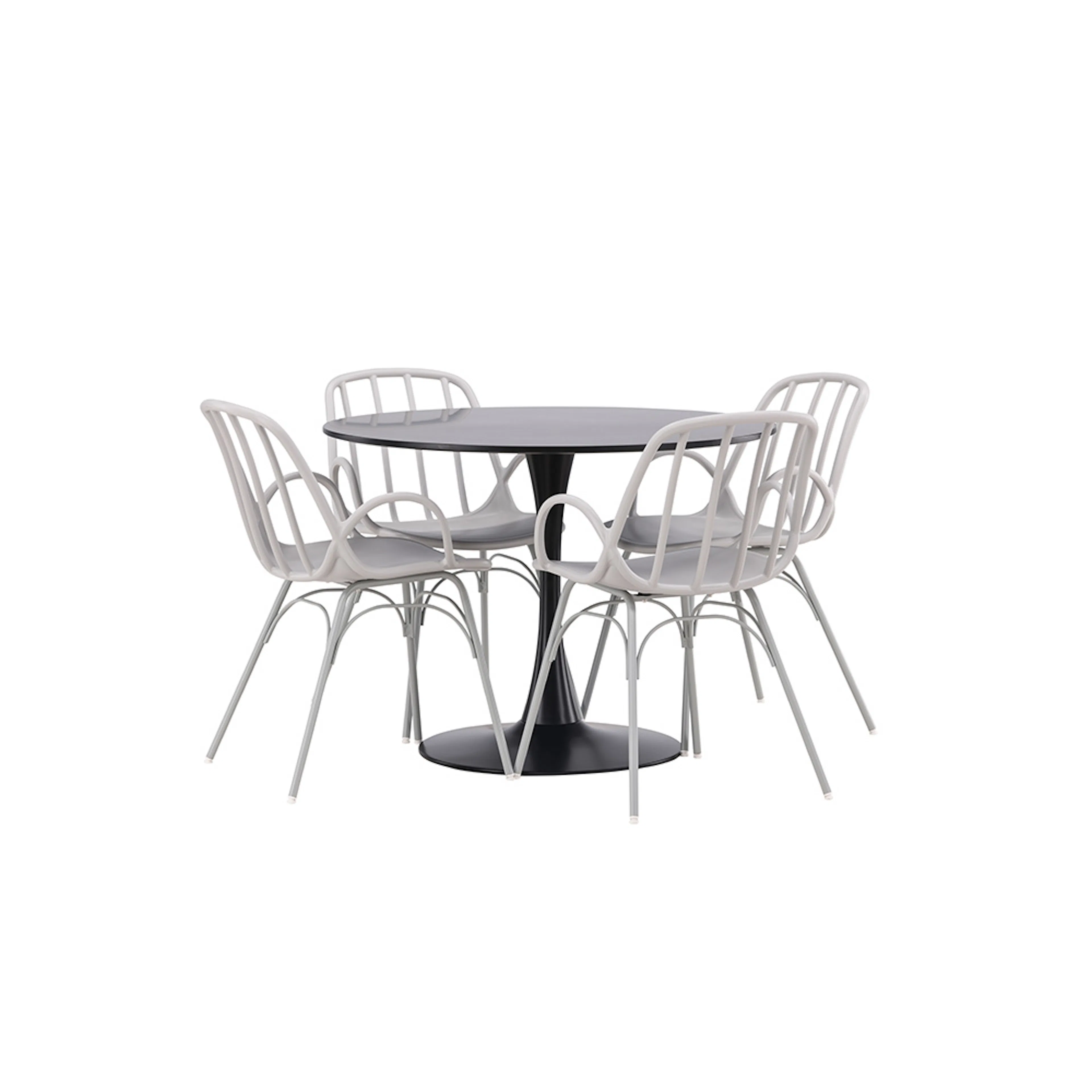 Glade Dining Table - Black / Black MDF +Dyrön Dining Chair - Svart/Greige