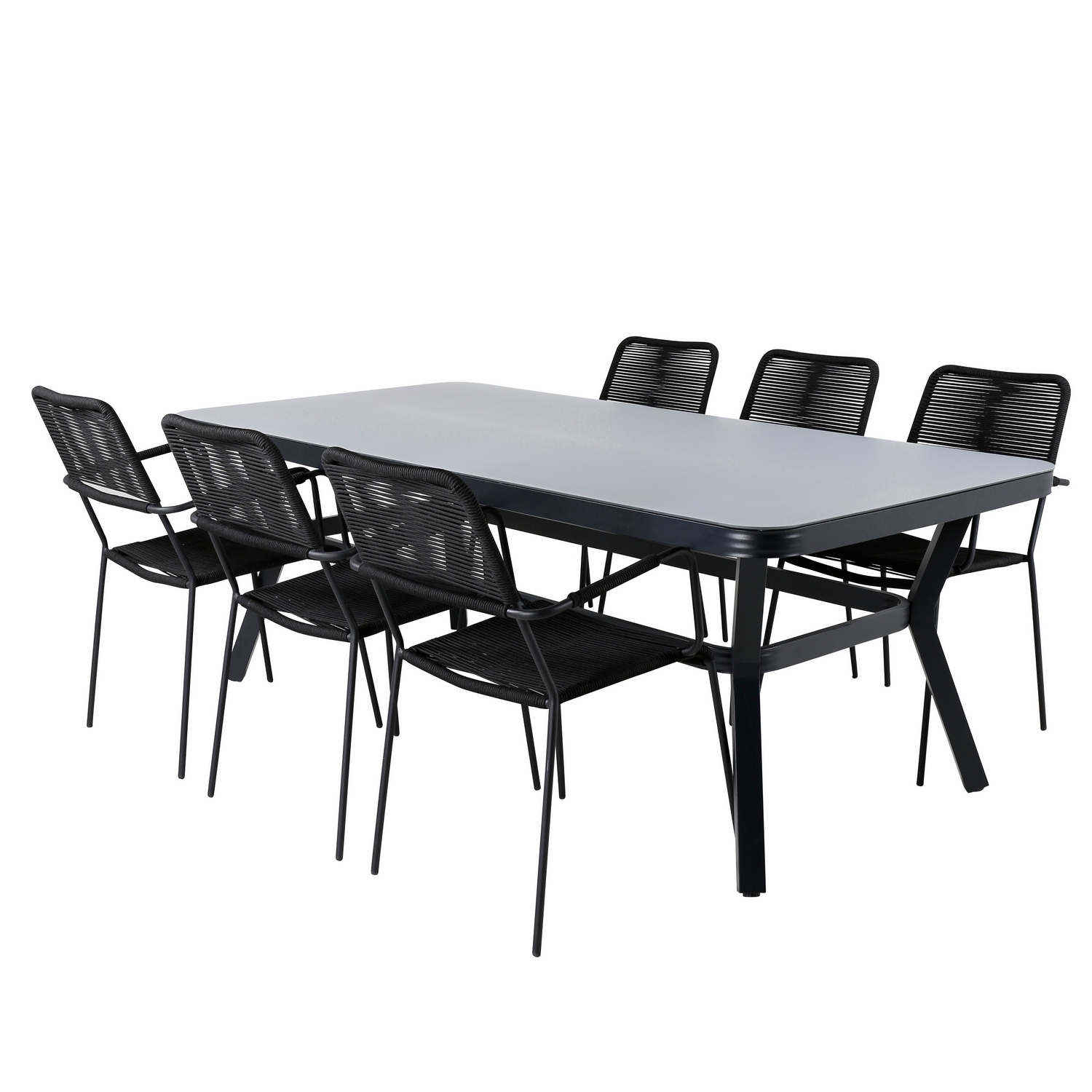 Virya Dining Table - Black Alu / Grey Glass - big table+Lind Svart