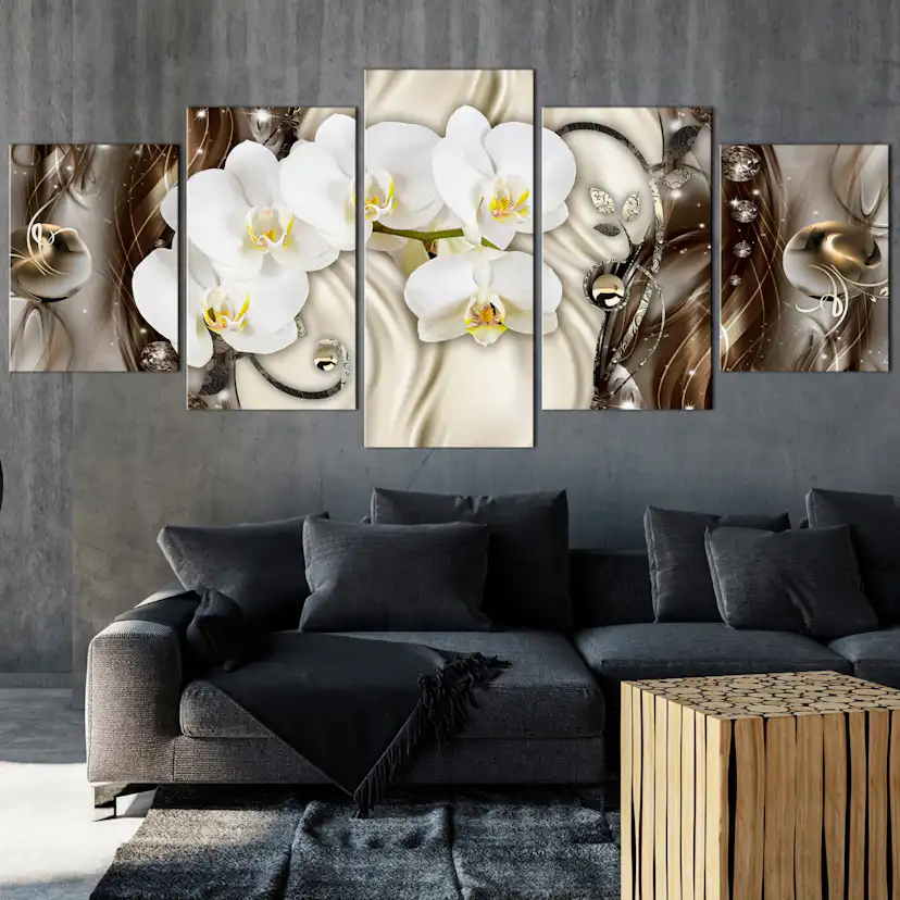 Tavla Arkiio Orchid Waterfall Wide Brown 5 delar