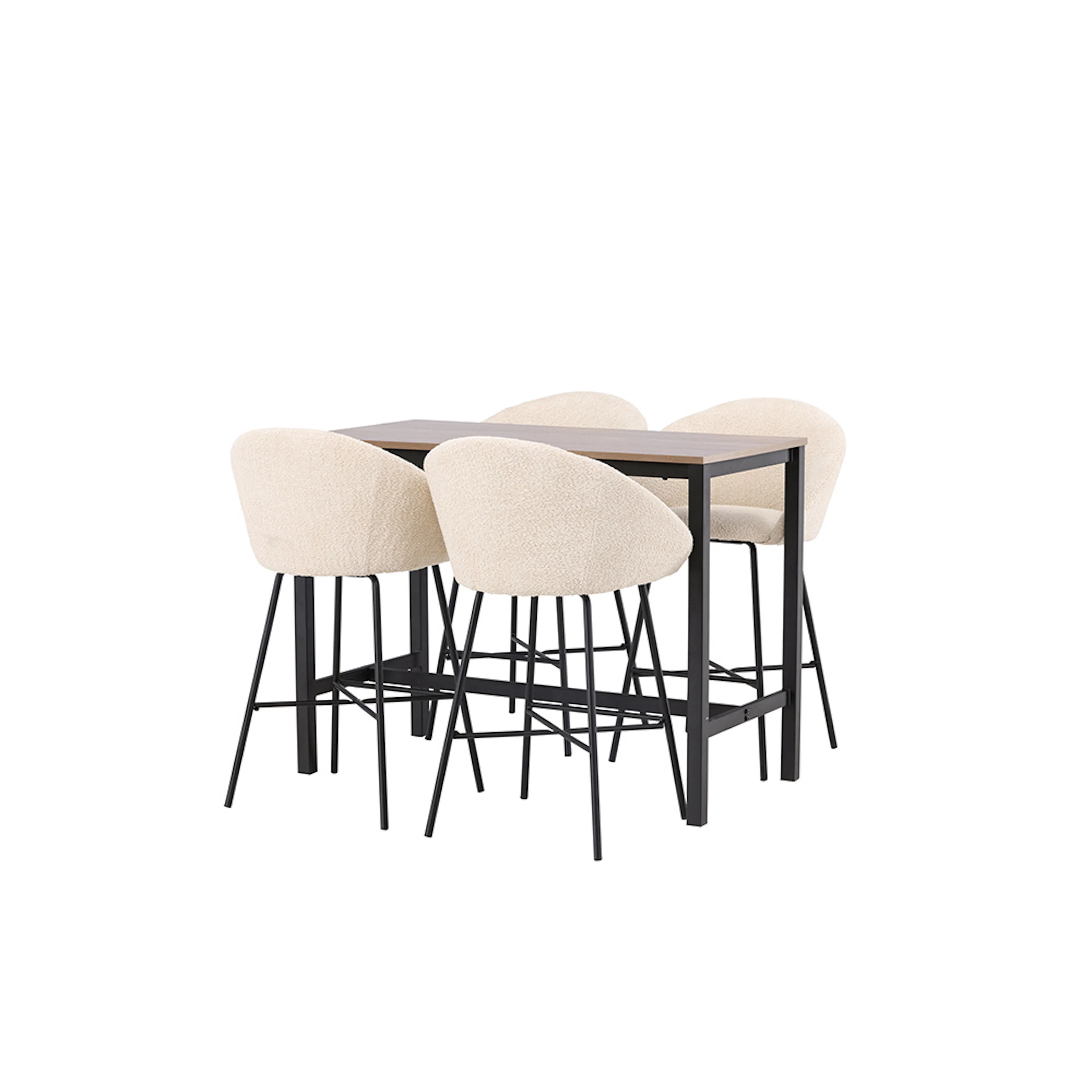 Camden Bar Table - Walnut / Walnut MDF +Velvet Bar Chair - B Valnöt/Vit
