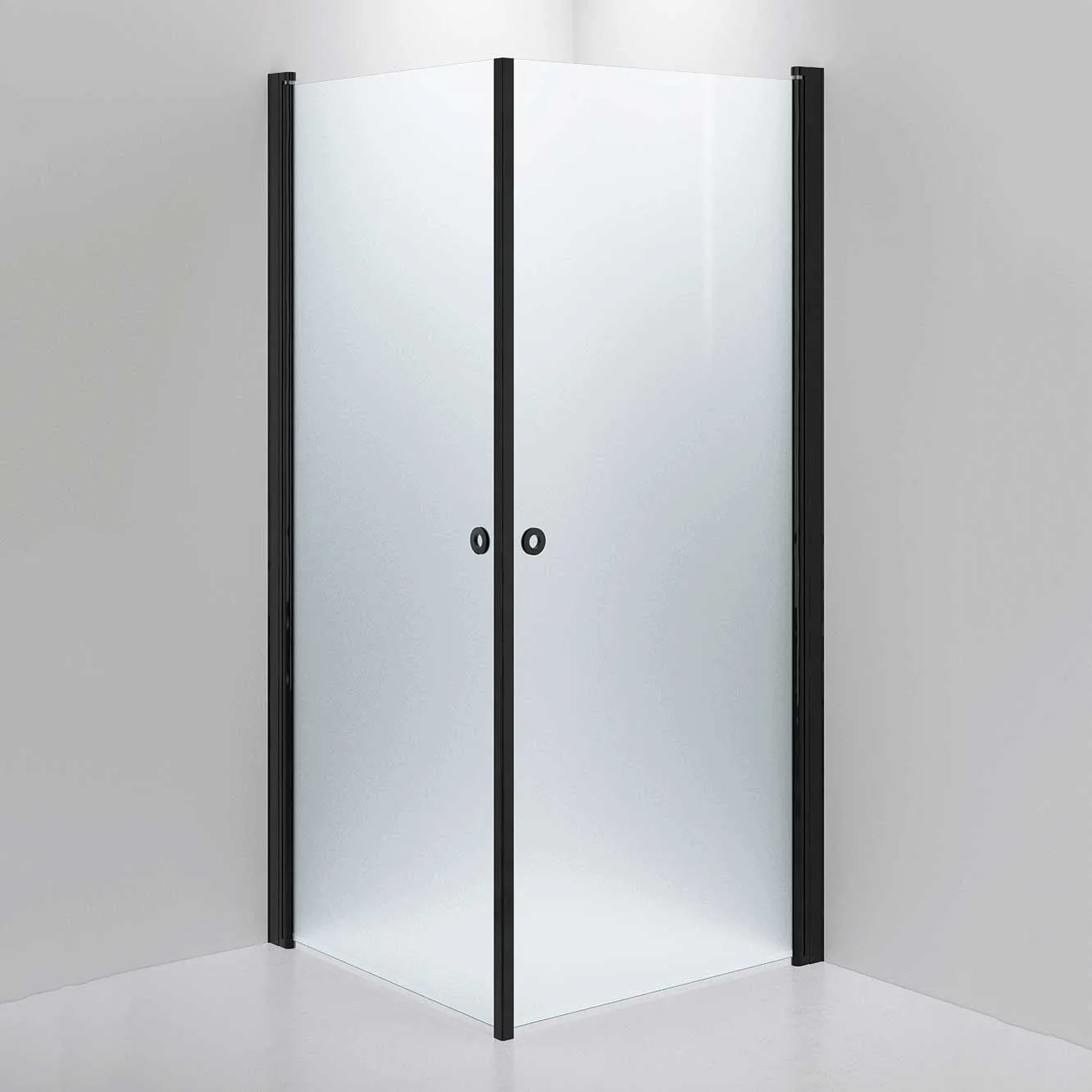 Duschhörna INR Linc Angel 900 x 900 Frostat glas Svart 900x900 mm, Frostat Glas, Svart