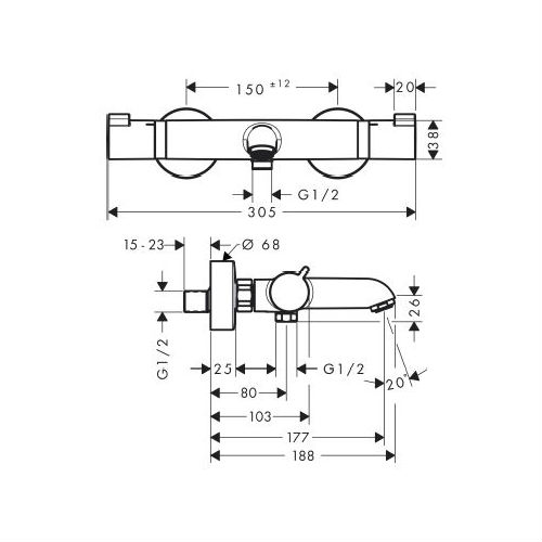 Badkarsblandare Hansgrohe Comfort Ecostat
