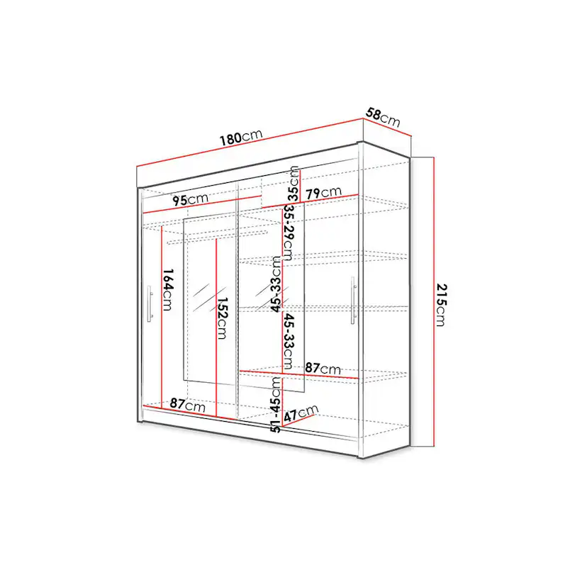 Garderob Scandinavian Choice Prag Smal Fyrkantig Spegel
