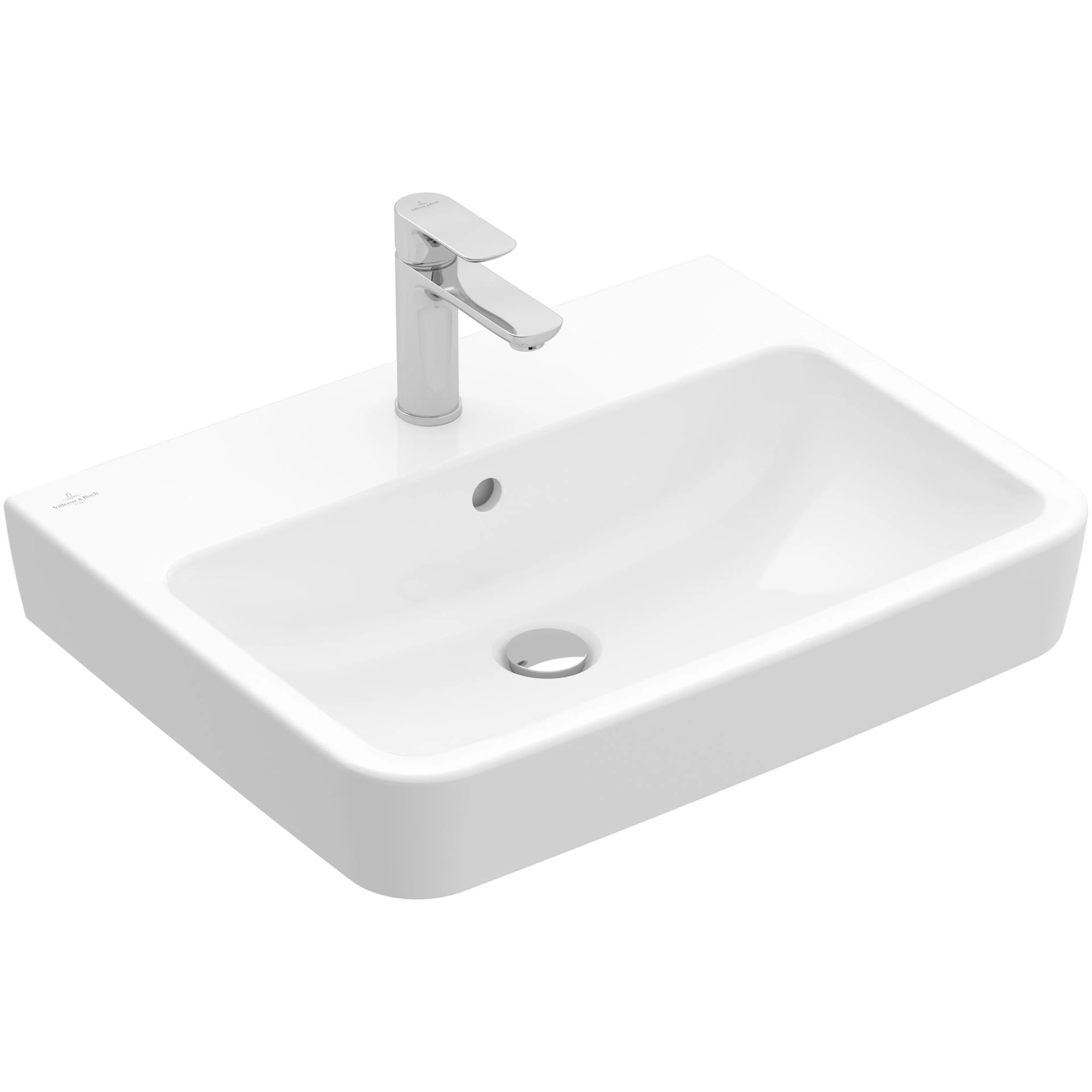 Tvättställ villeroy & Boch O.novo 4A41MG01 Vit Alpin, Med Bräddavlopp, 550 mm, för Trehålsblandare, Undersida: Polerad, Utan Bottenventil