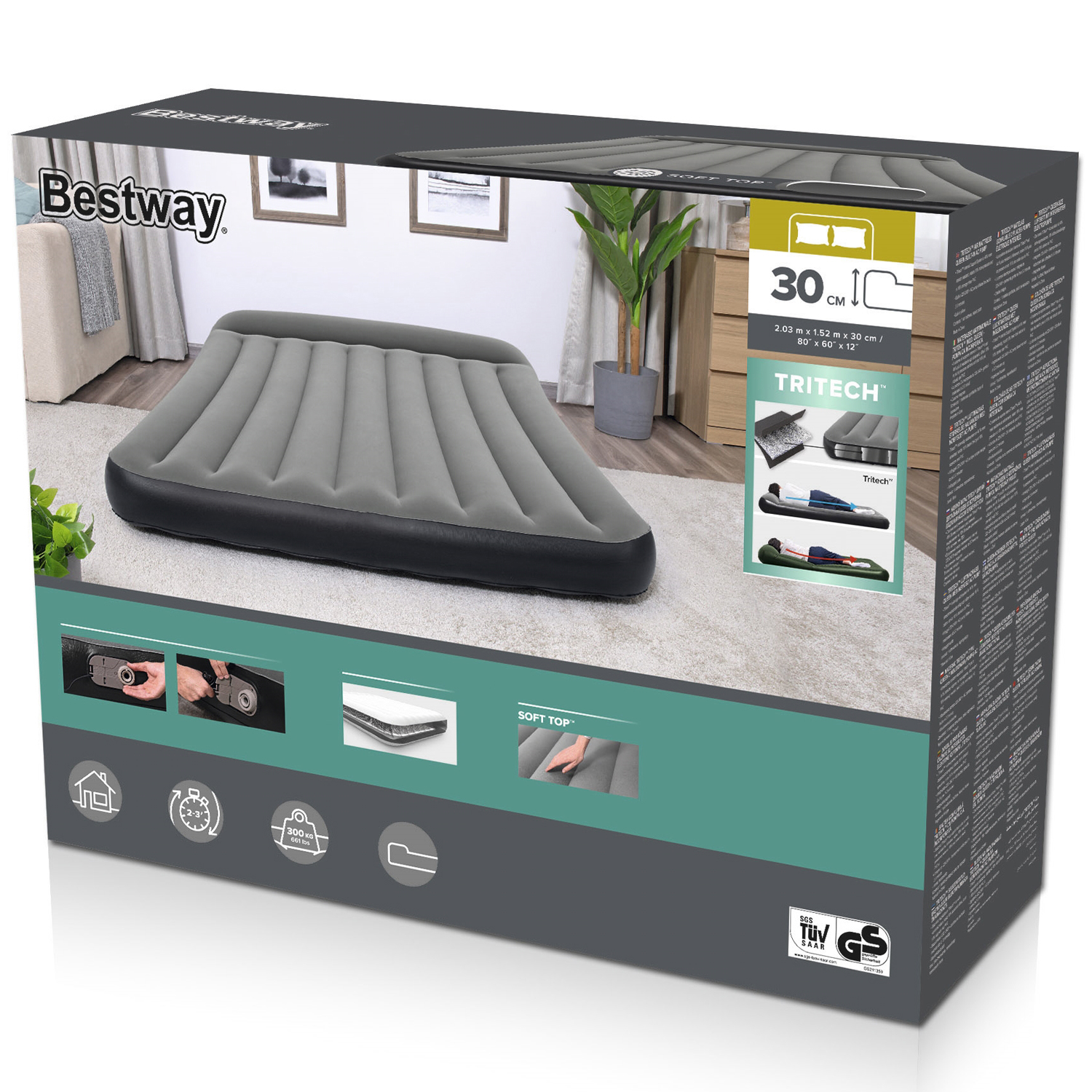 Luftmadrass Bestway Tritech 203 x 152 x 30 cm