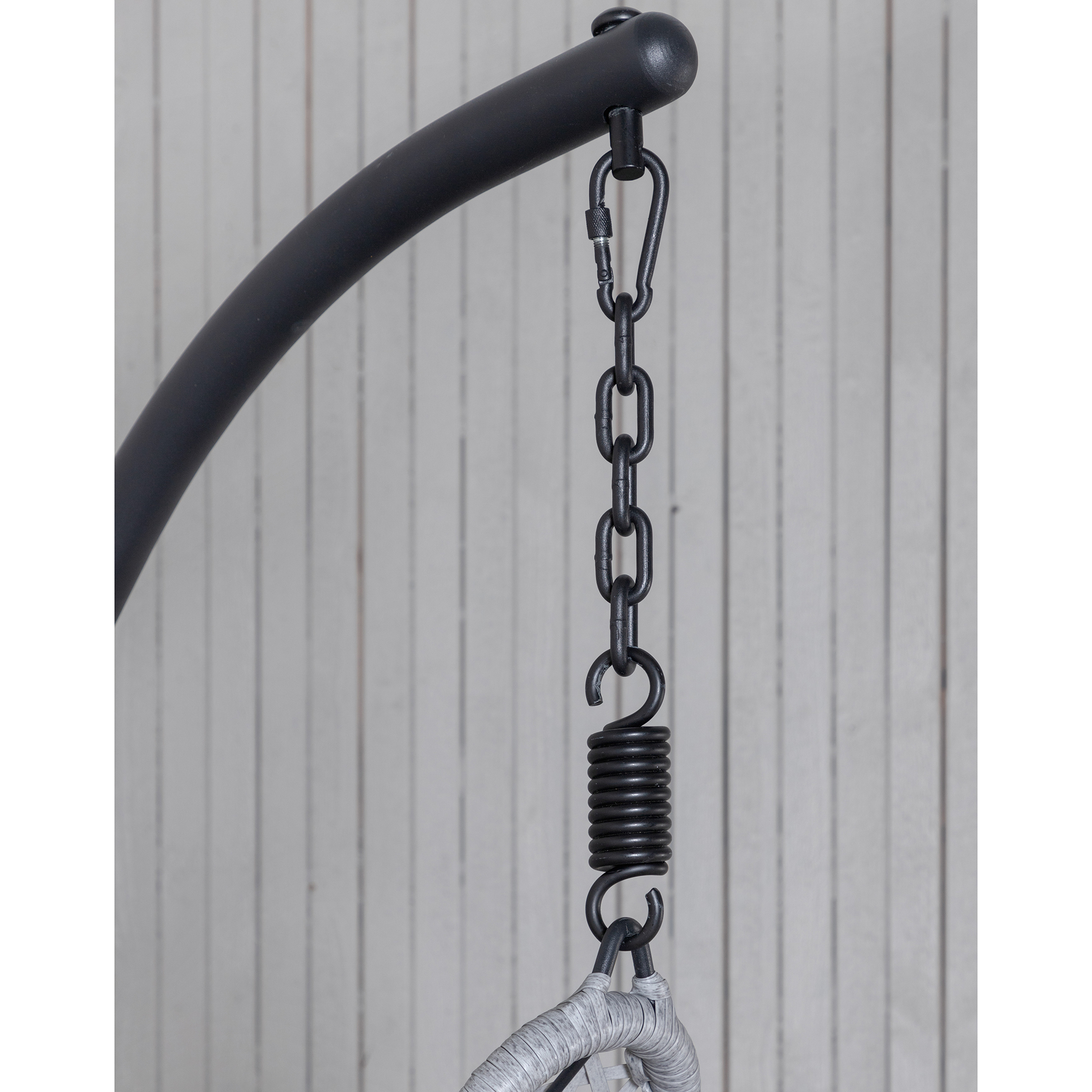 Edinburgh Hanging chair - Black frame/grey wicker/grey cushi Grå