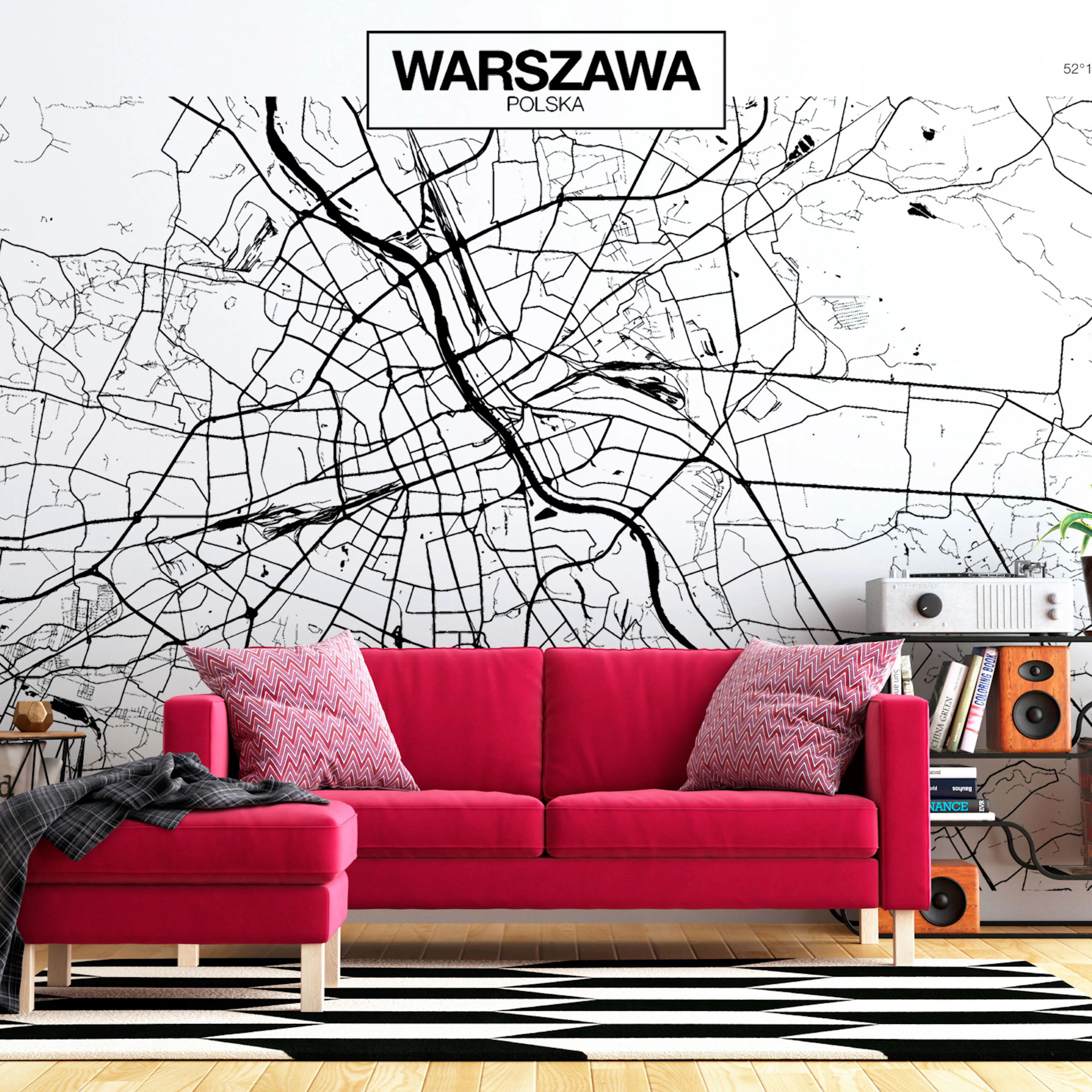 Fototapet - Warsaw Map 450x315 450x315 cm
