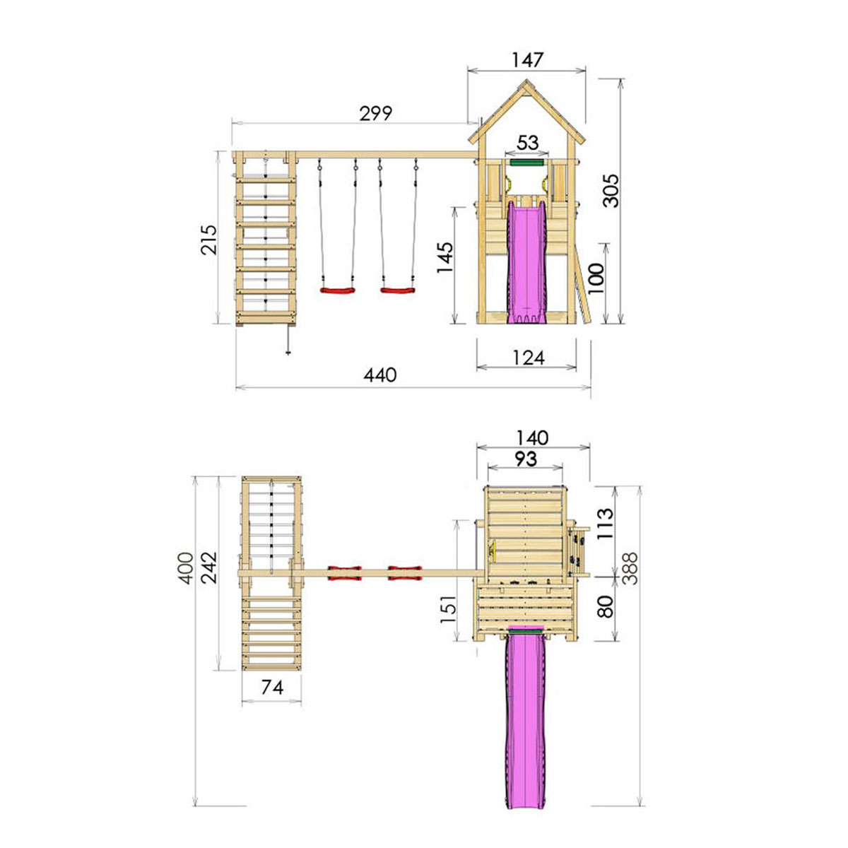 Lektorn Jungle Gym Cubby Komplett Inkl Climb Modul X'tra och Rutschkana