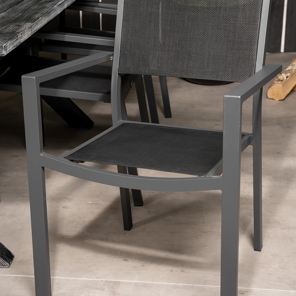 Rives bord 200*100cm-Svart Acacia+Copacabana stolSvart Alu6 Svart