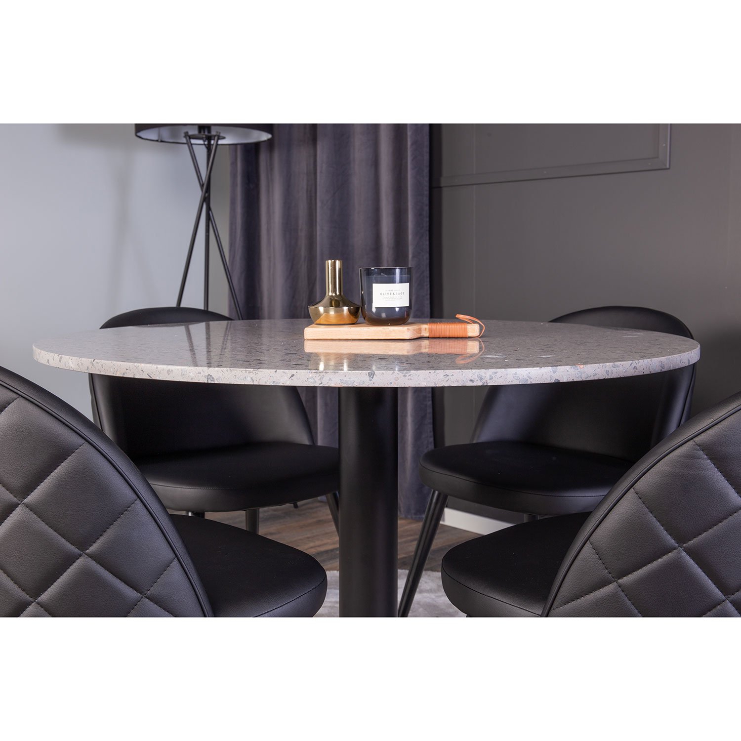 Matgrupp Venture Home Razzia med 4 Velvet stolar Skinn
