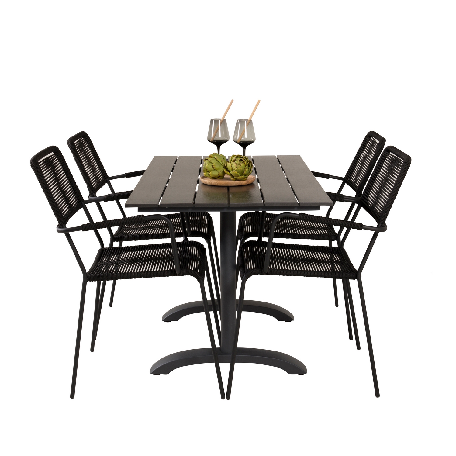 Cafégrupp Venture Home Denzel med 4 Leon Karmstolar