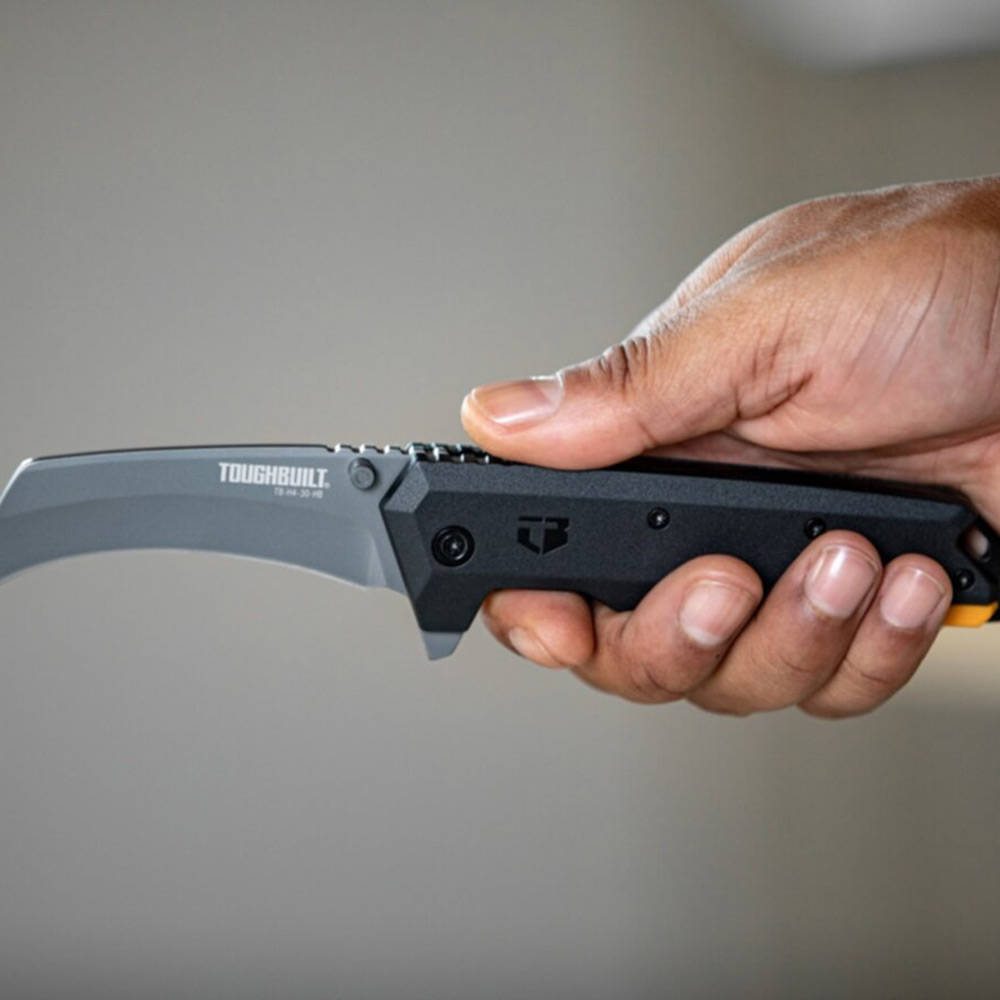 Fällkniv Toughbuilt Hawkbill Svart RF Blad H4-30