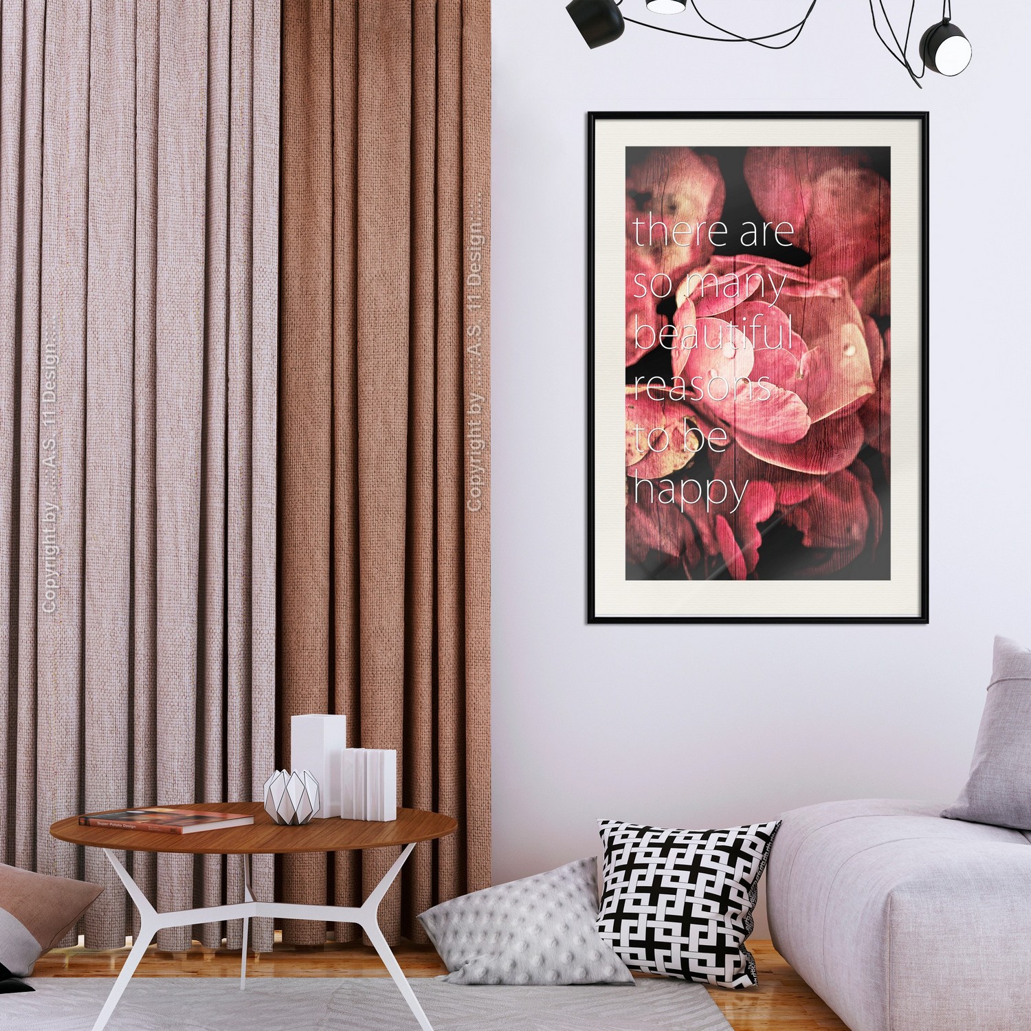 Affisch - There Are so Many Beautiful Reasons to Be Happy [P Svart ram med passepartout, 40x60 cm