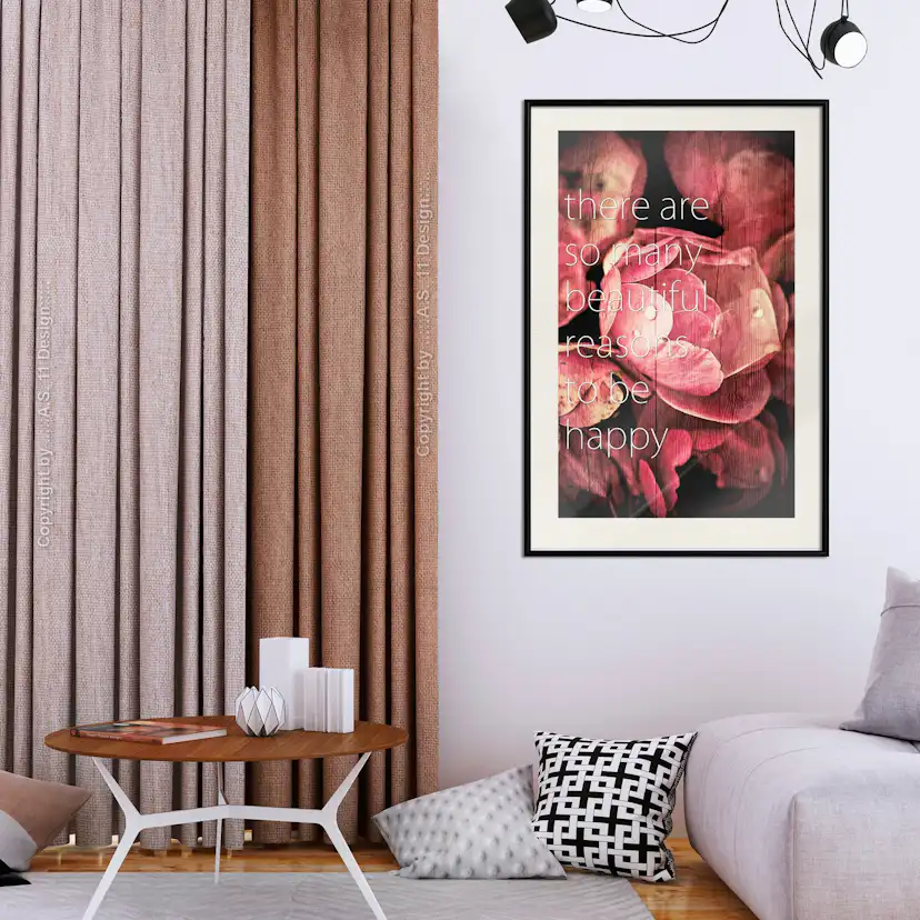 Affisch - There Are so Many Beautiful Reasons to Be Happy [P Svart ram med passepartout, 40x60 cm