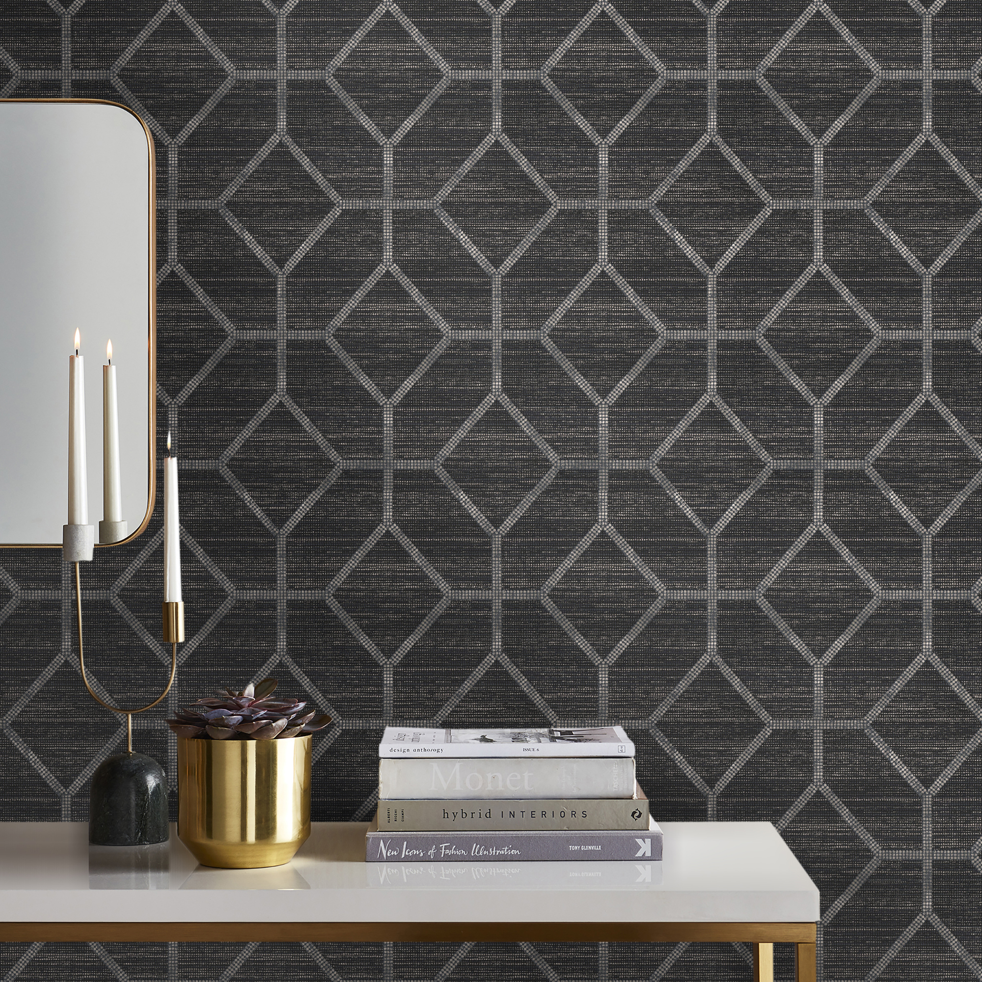 Tapet Sublime Geometrisk Texture Svart 121145