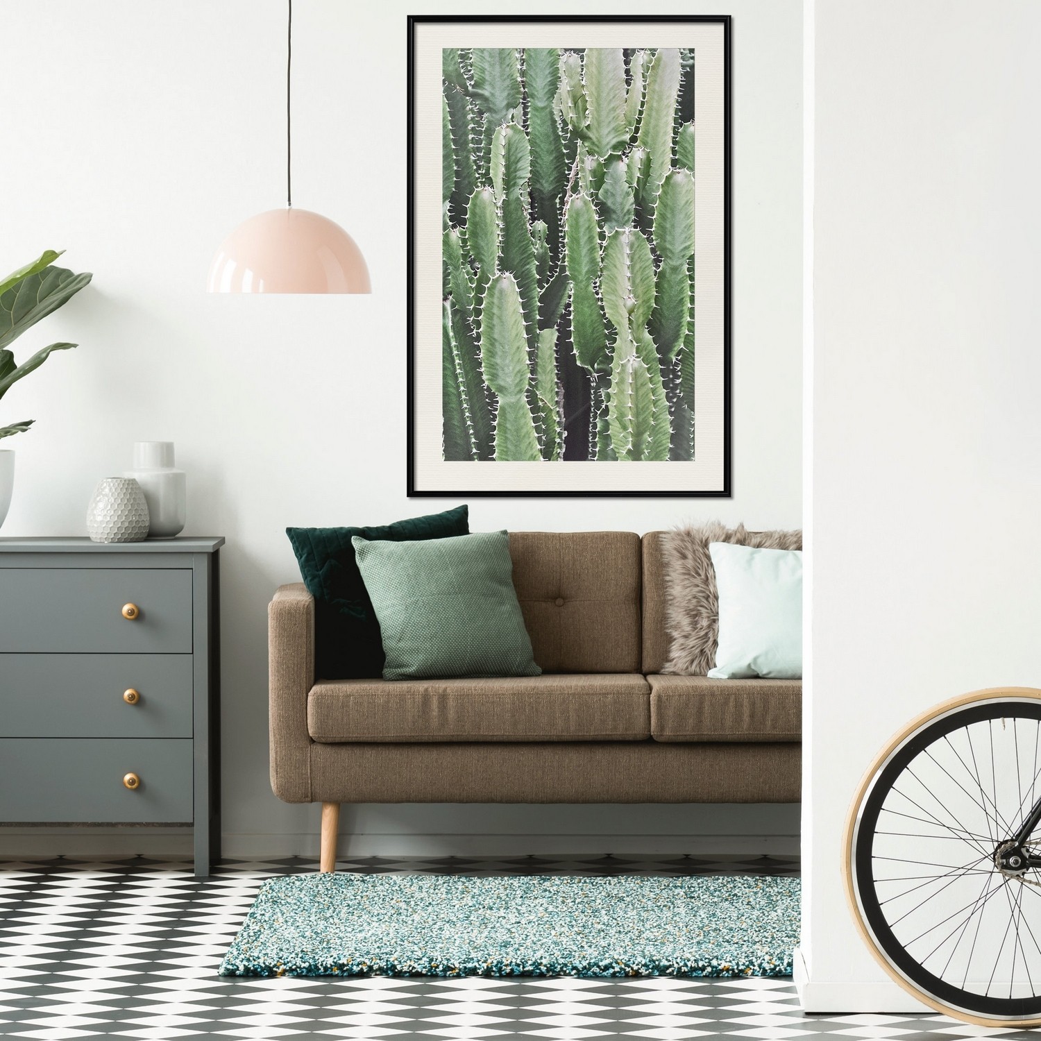 Affisch - Cactus Garden [Poster] 20x30 Svart ram med passepartout, 20x30 cm